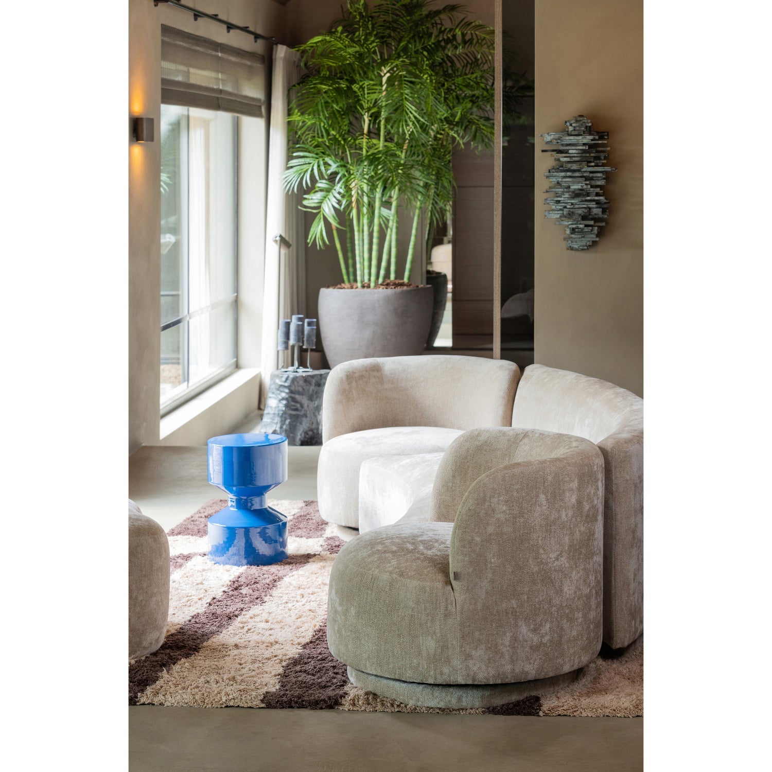 + Fotelis + Pufas SOFA COMBI-POPULAR, natūrali