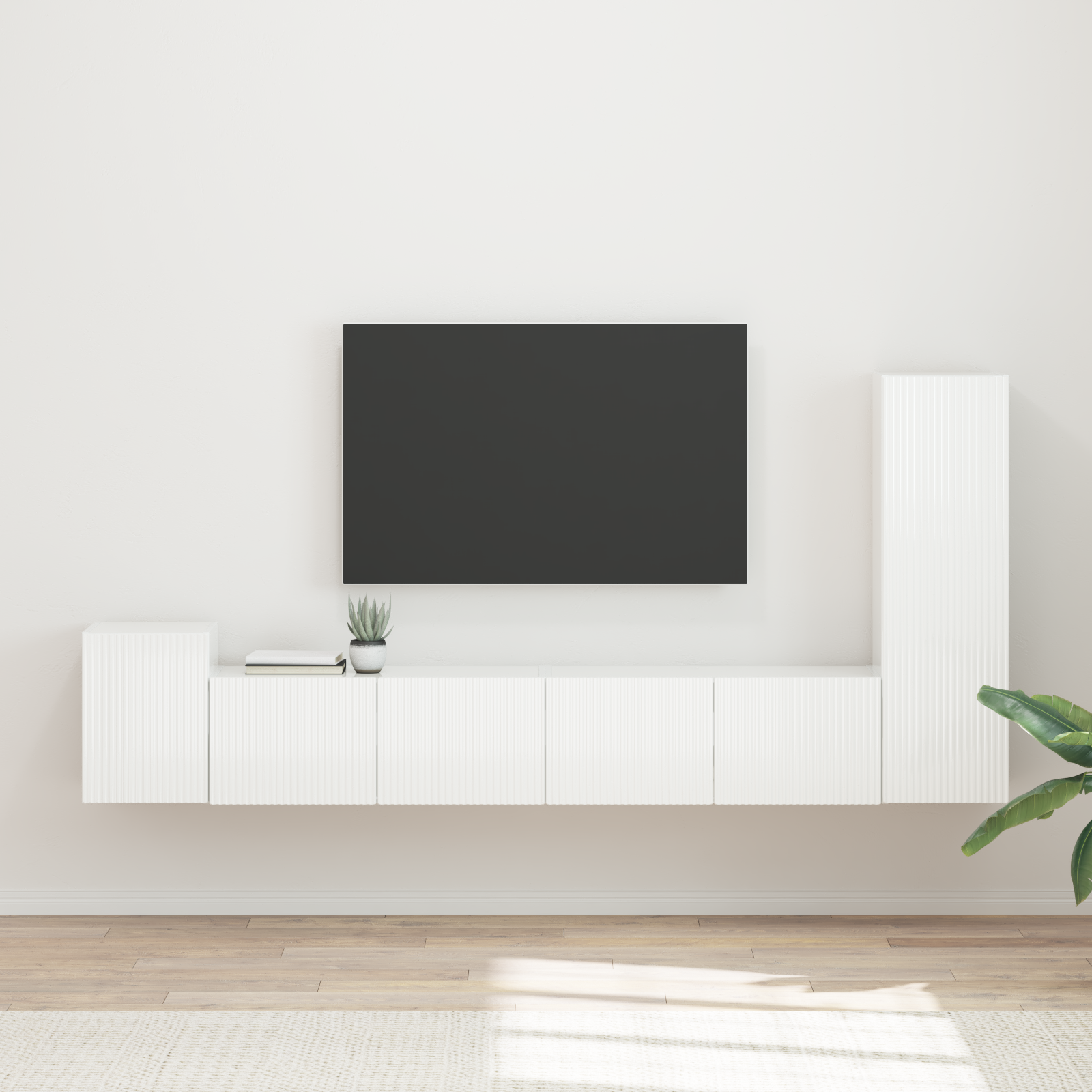 TV spintelių komplektas 3 pcs Aukštai blizganti balta
