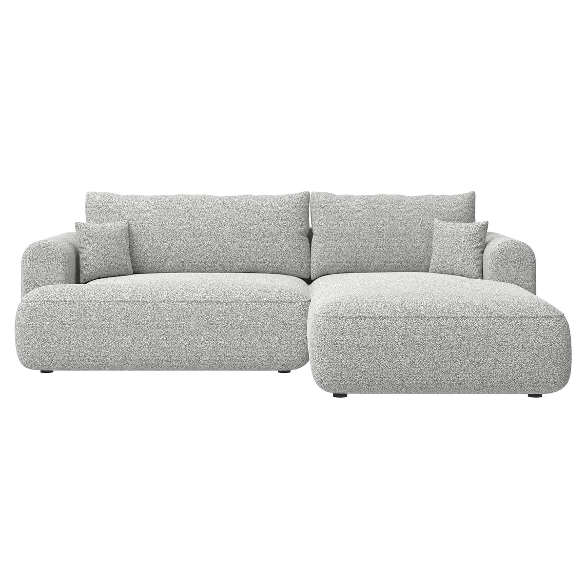 Kampinė sofa CORMAC baltame fone, šviesiai pilka pinta