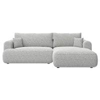 Kampinė sofa CORMAC baltame fone, šviesiai pilka pinta