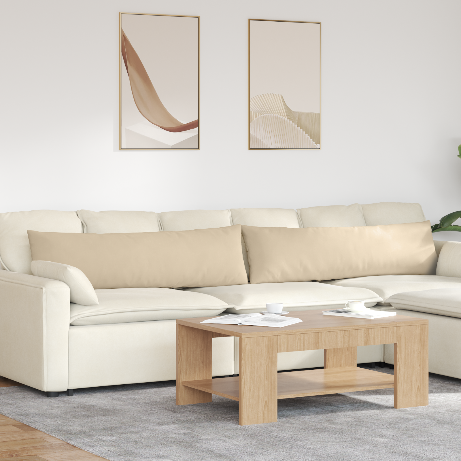 Sofa Pagalvės 2 pcs Kreminė 145 x 40 cm audinys