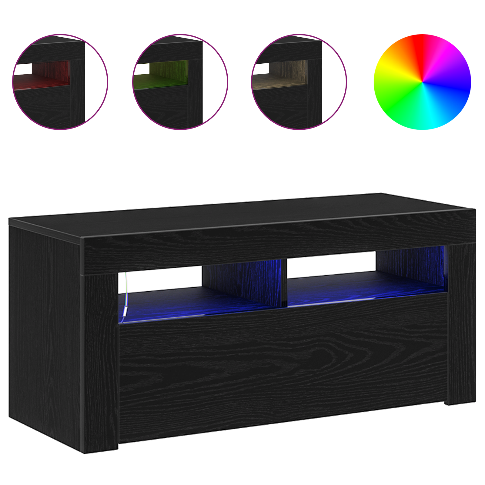TV Cabinet Black Oak 90 x 35 x 40 cm