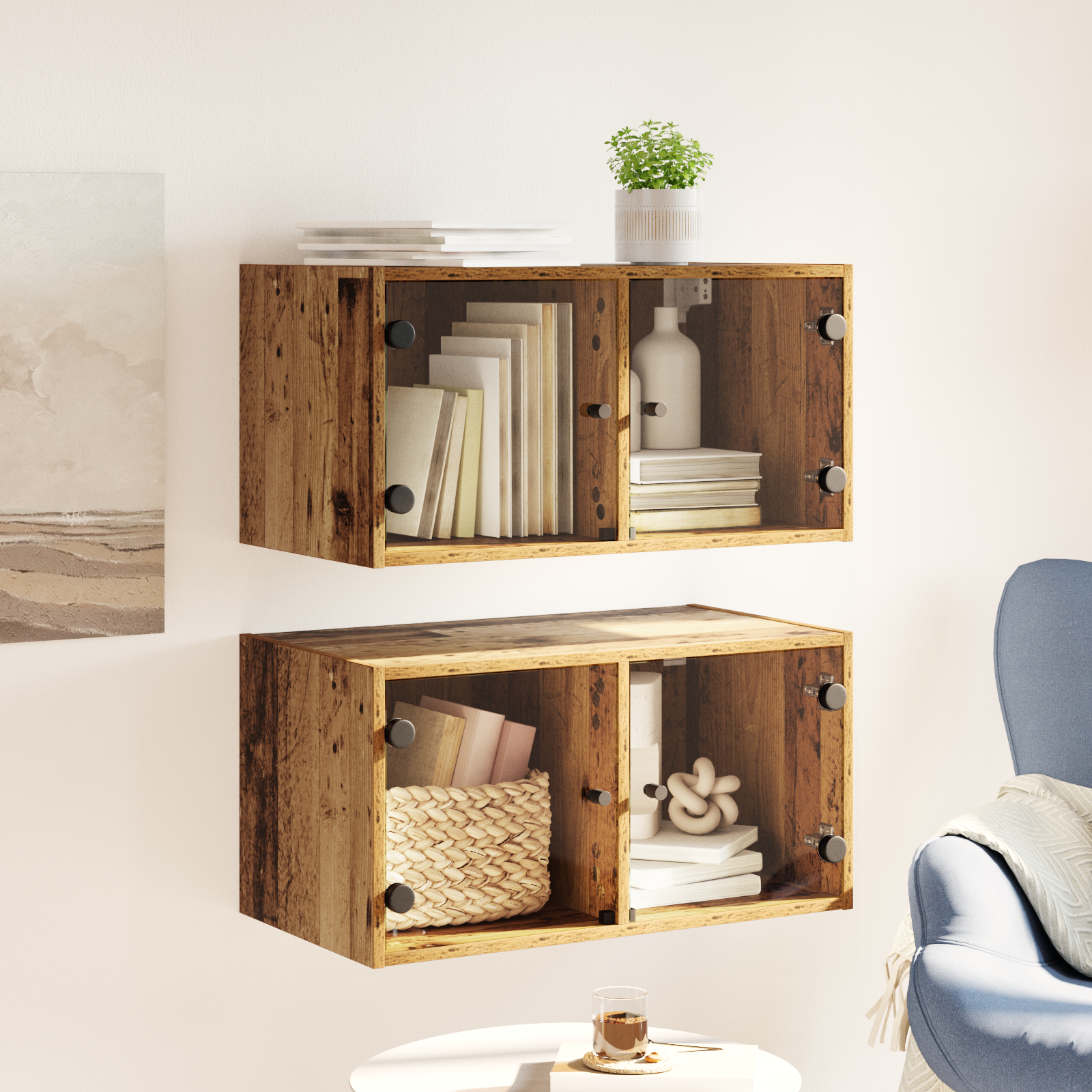 Sieniniai baldai 2 pcs Senovinis medis 68 x 37 x 35 cm