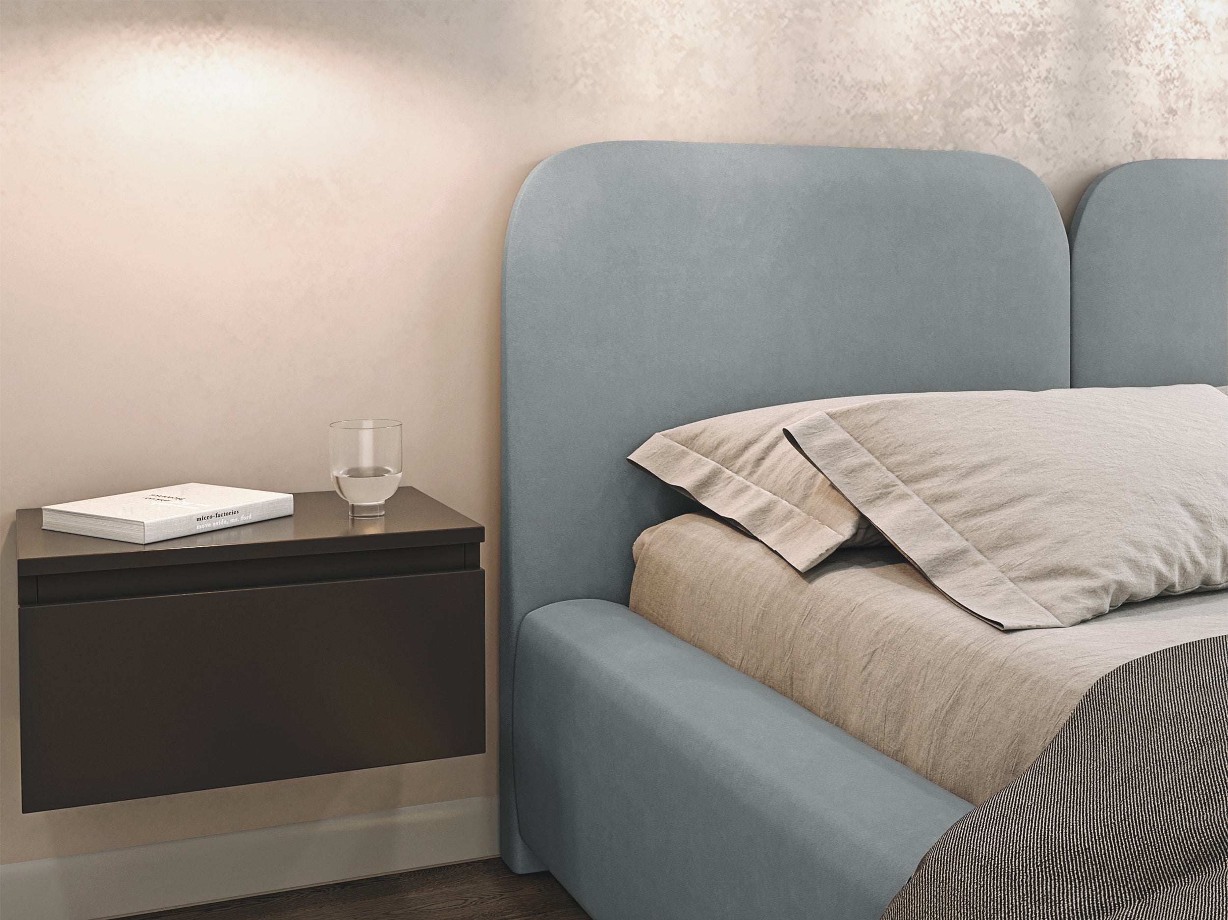 COMOVES ROYAL bedroom bed, blue-grey colour