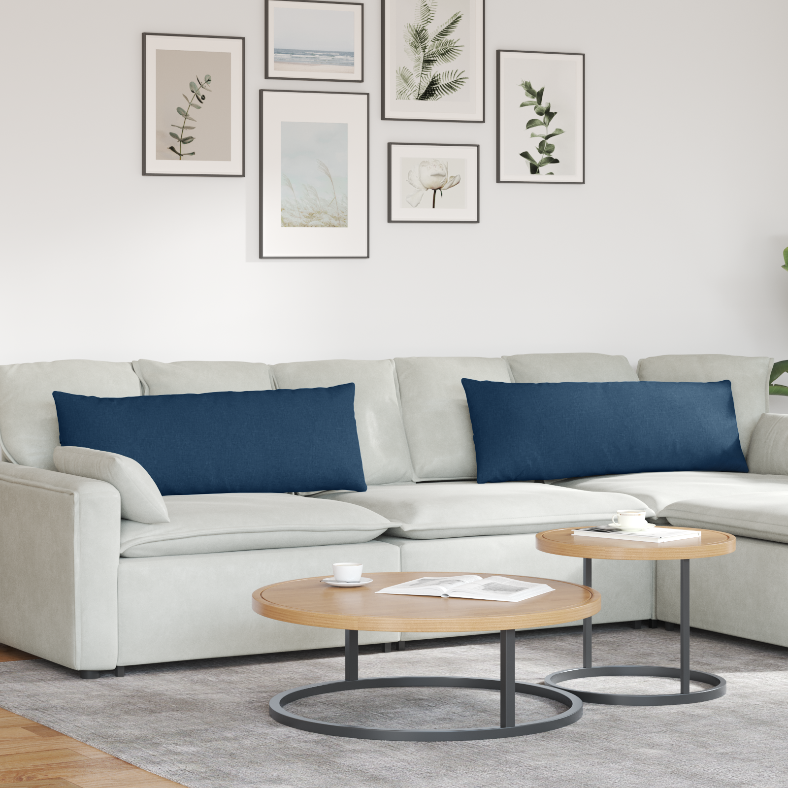 Sofa Pillows 2 pcs Blue 120 x 40 cm fabric