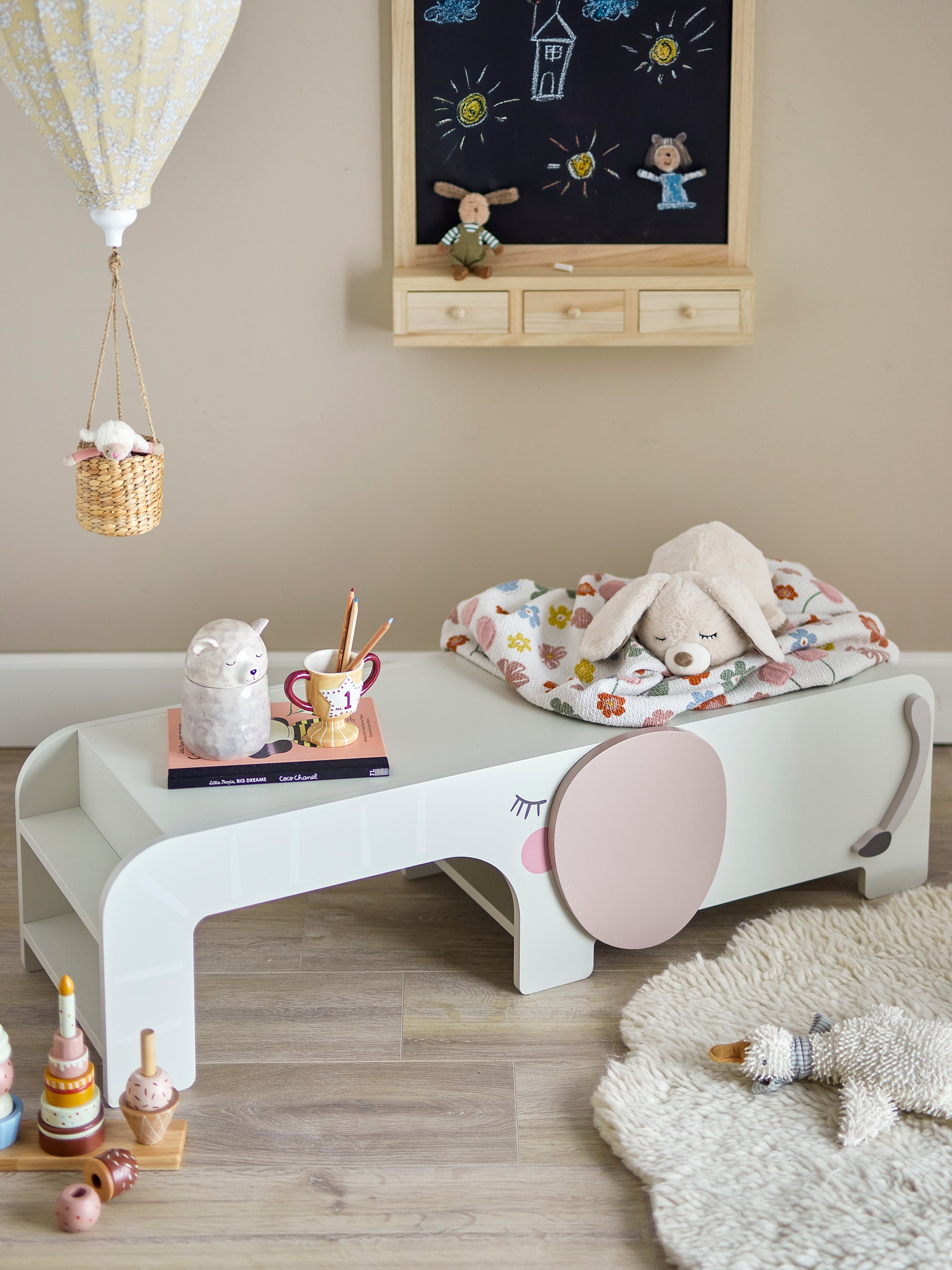Vaikiškas suoliukas FERDINAND, pilkas, FSC® 100% MDF