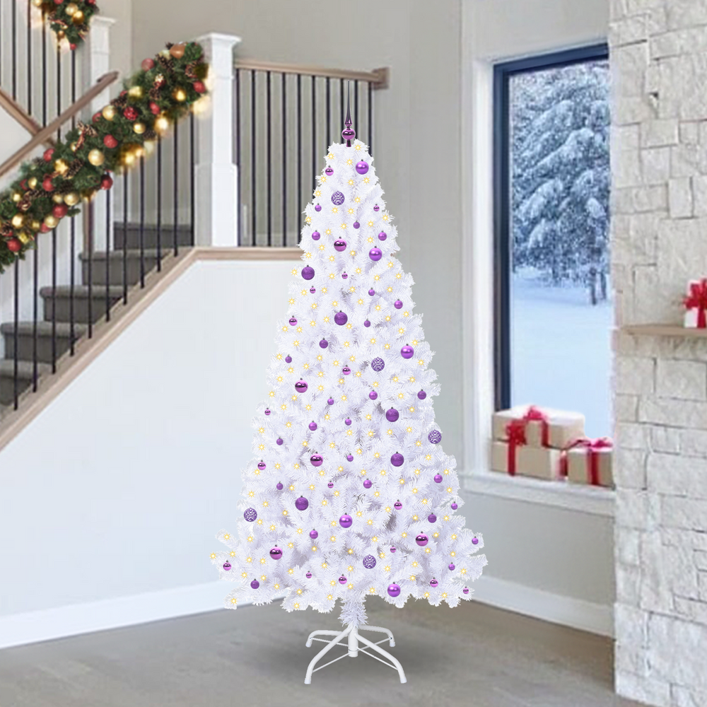 Dirbtinė Kalėdų eglutė su 300 LED Balta 240 cm PVC ir Plienas