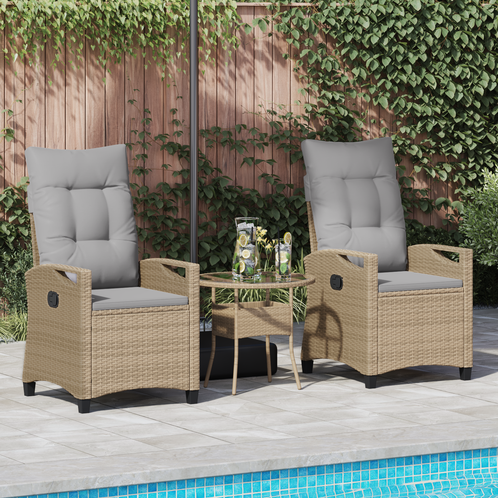 Sodo Kėdė 2 pcs Bežinė ir šviesiai pilka 56 x 60 x 112 cm
