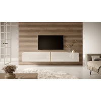 TV spintelė FREJA, 200 cm, balta+auksinė