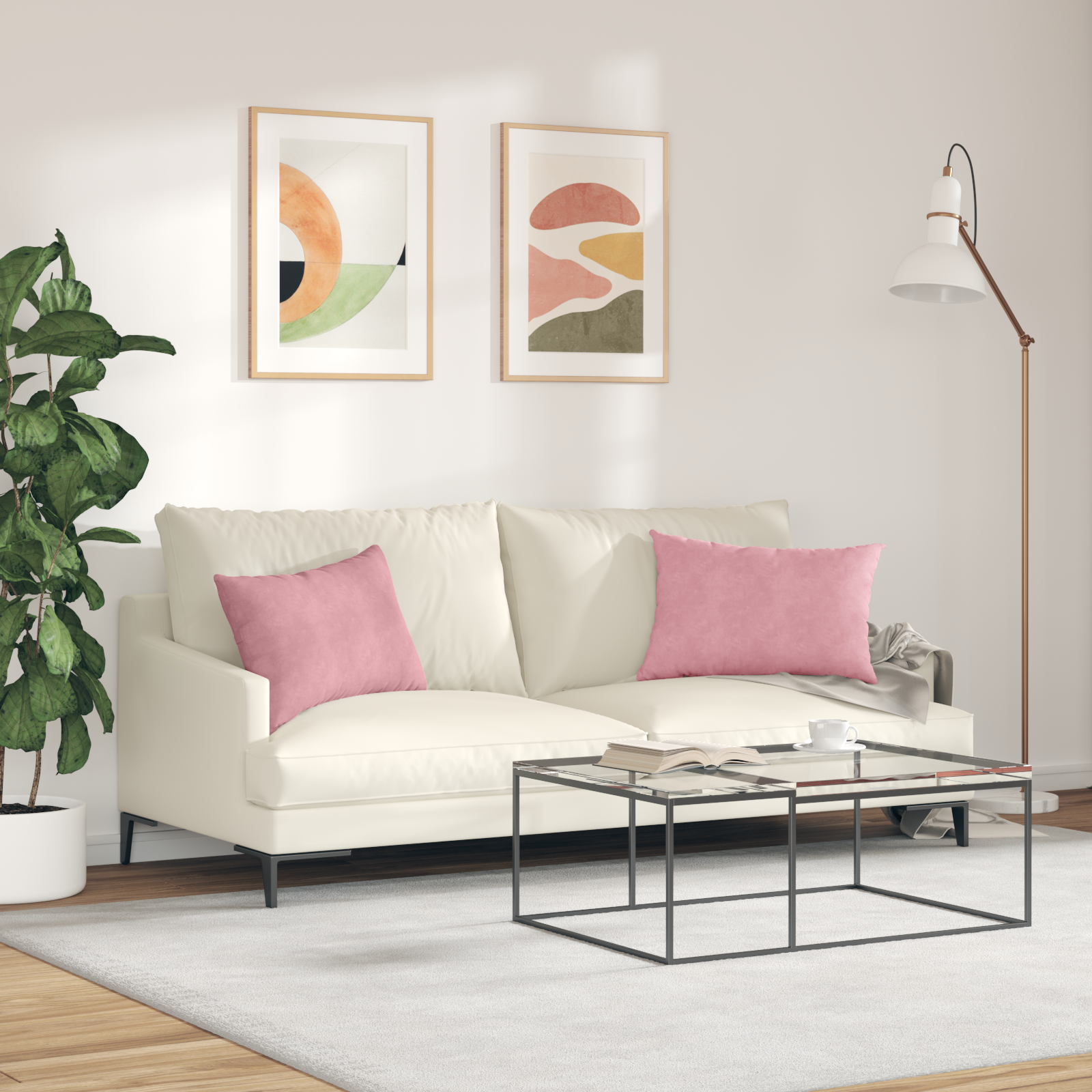 Sofa Pagalvės 2 pcs Rožinė 60 x 40 cm Kordūrinis audinys