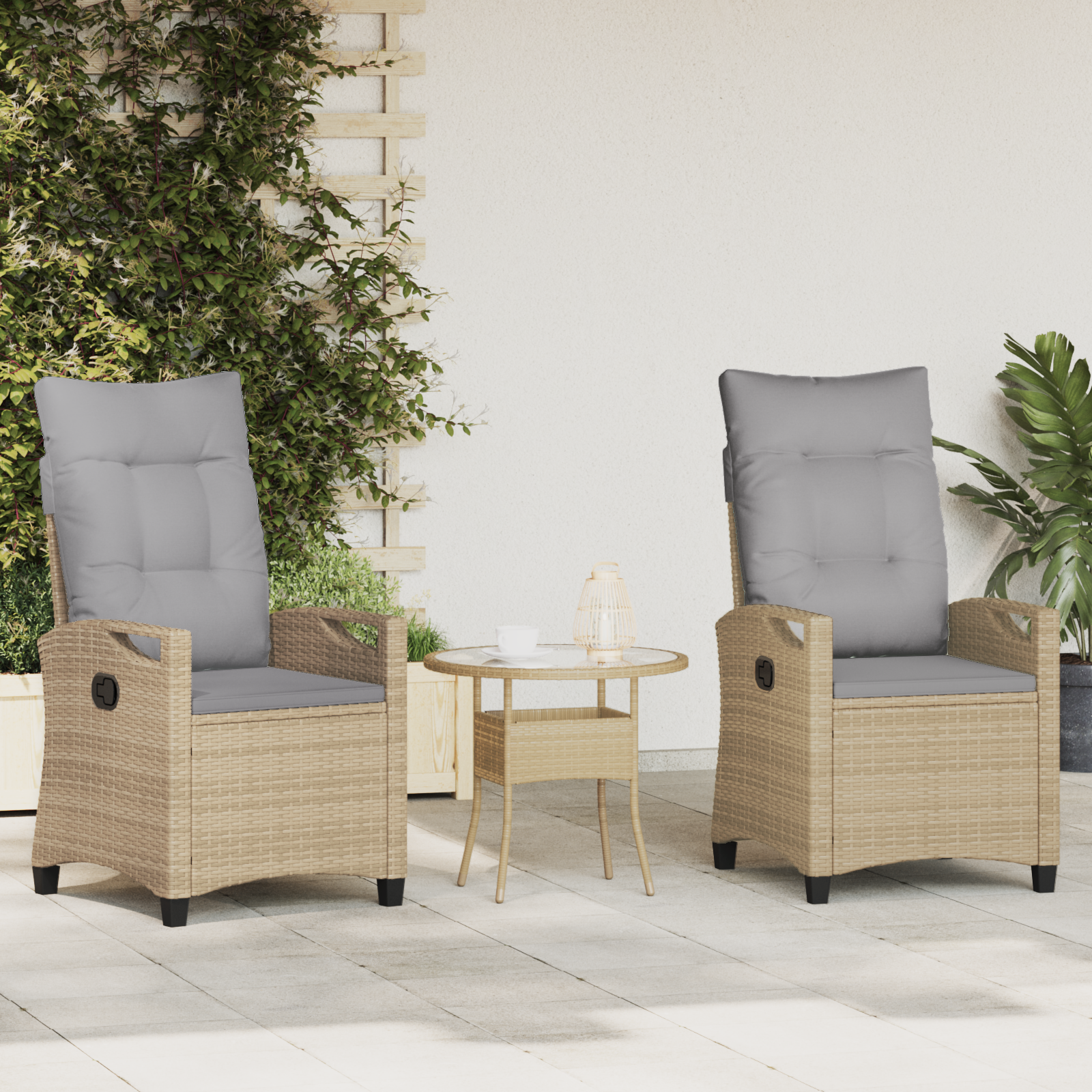 Sodo Kėdė 2 pcs Bežinė ir šviesiai pilka 56 x 60 x 112 cm