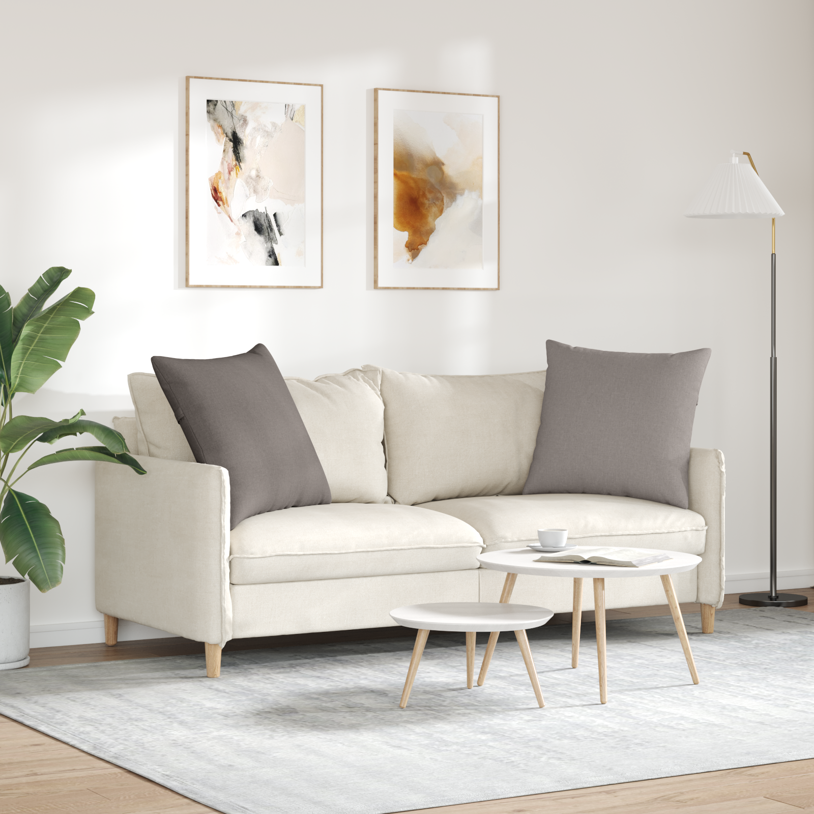 Sofa Cushions 2 pcs Taupe 60 x 60 cm fabric