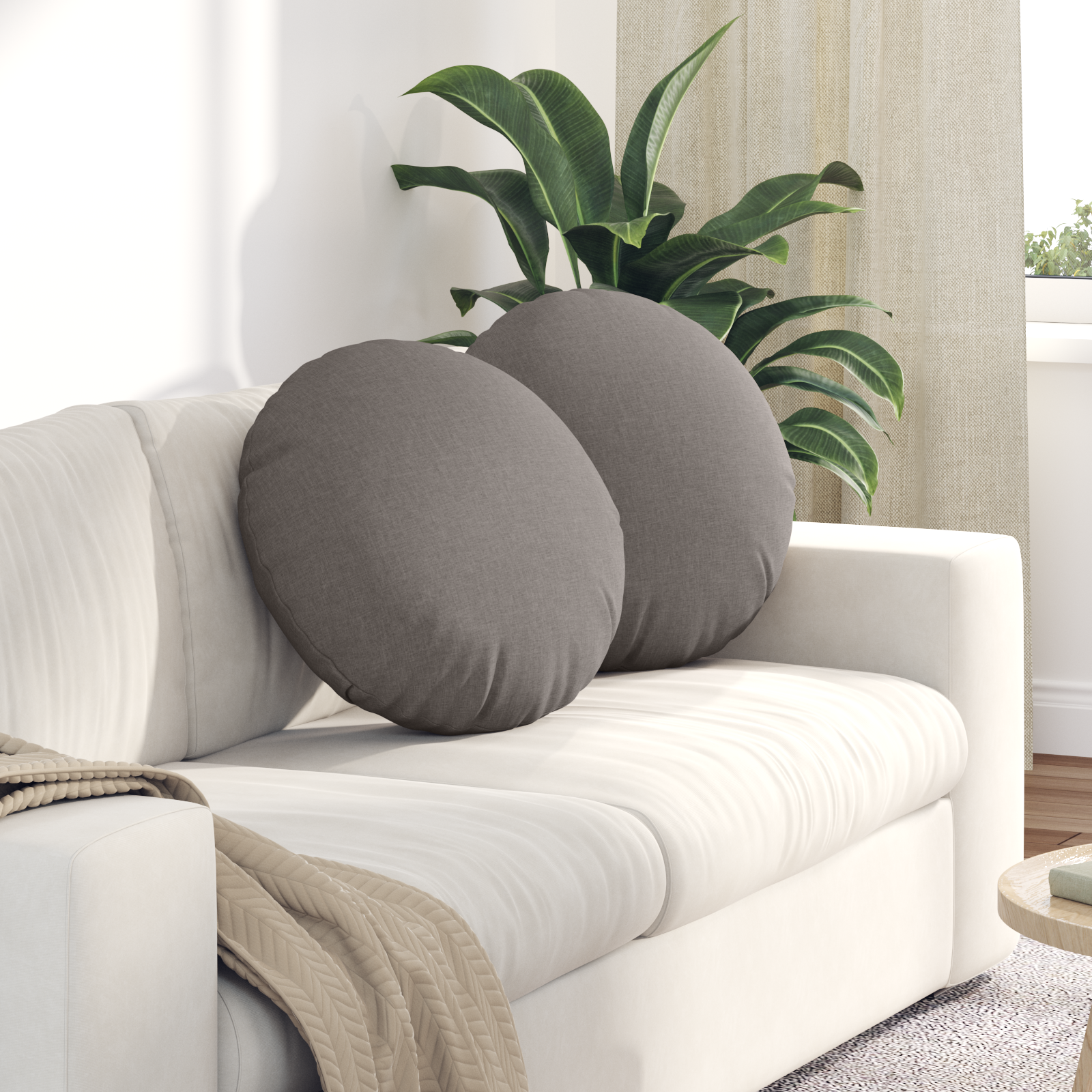 Sėdynių pagalvėlės 2 pcs Taupe Ø50 x 19 cm audinys