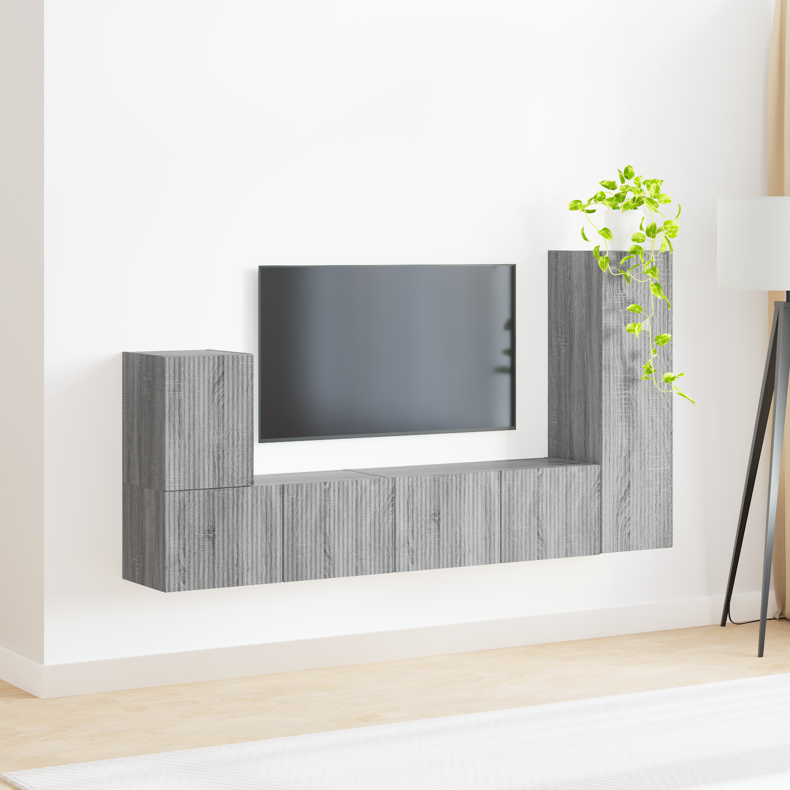 TV spintelių komplektas 3 pcs Pilkas Sonoma Apdirbta mediena