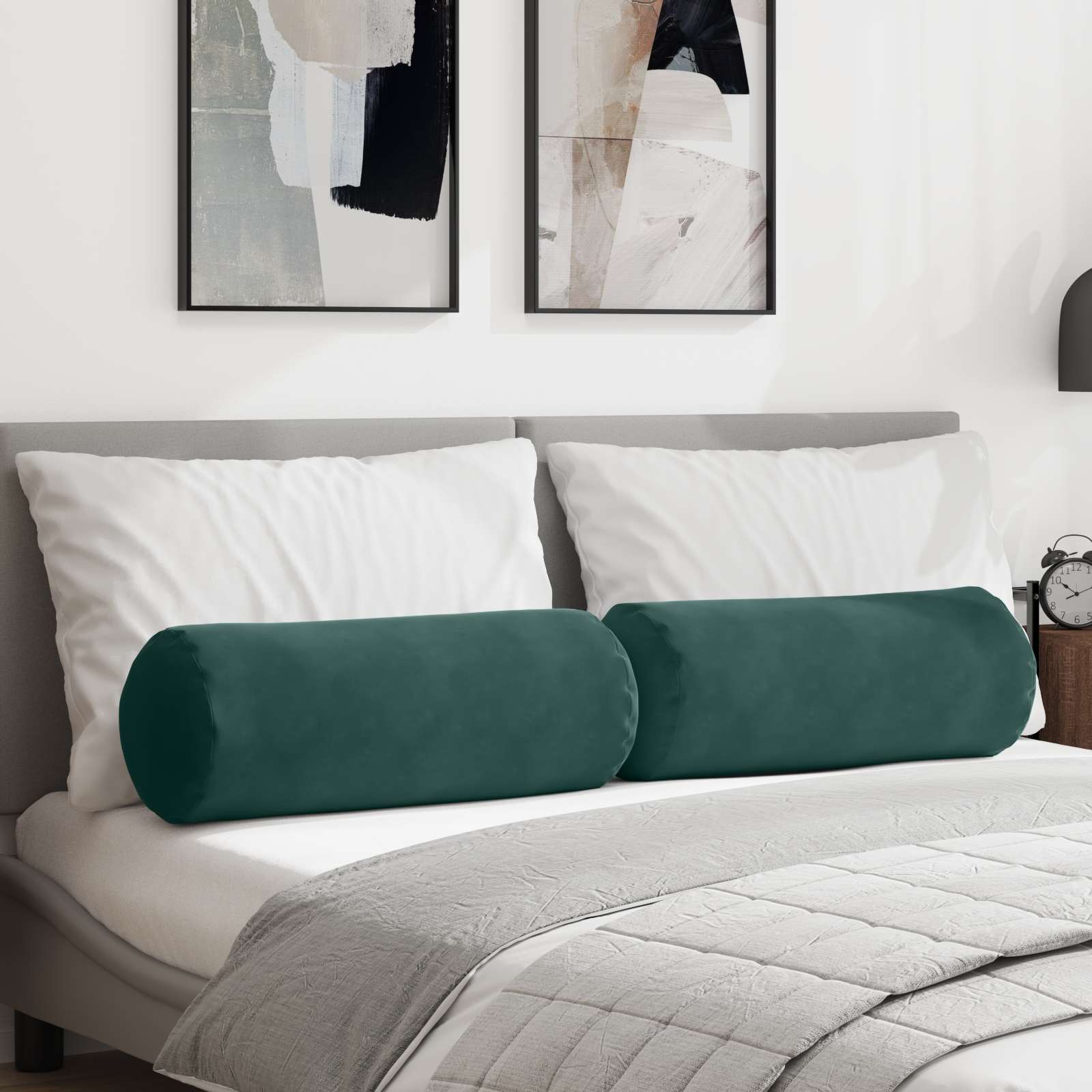 Pagalvės 2 pcs Tamsiai žalia Ø 25 x 70 cm Kordūrinis audinys