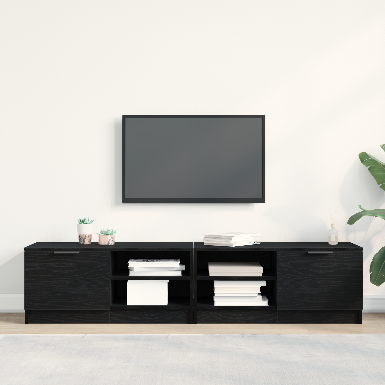TV cabinet 2 pcs Black 80 x 35 x 36.5 cm