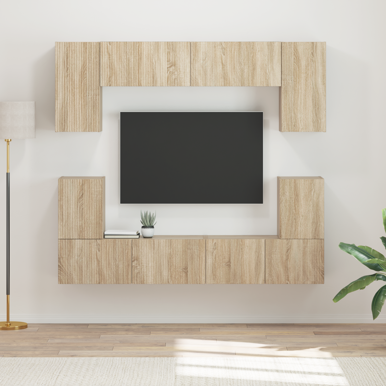TV spintelių komplektas 5 pcs Sonoma ąžuolas Apdirbta mediena