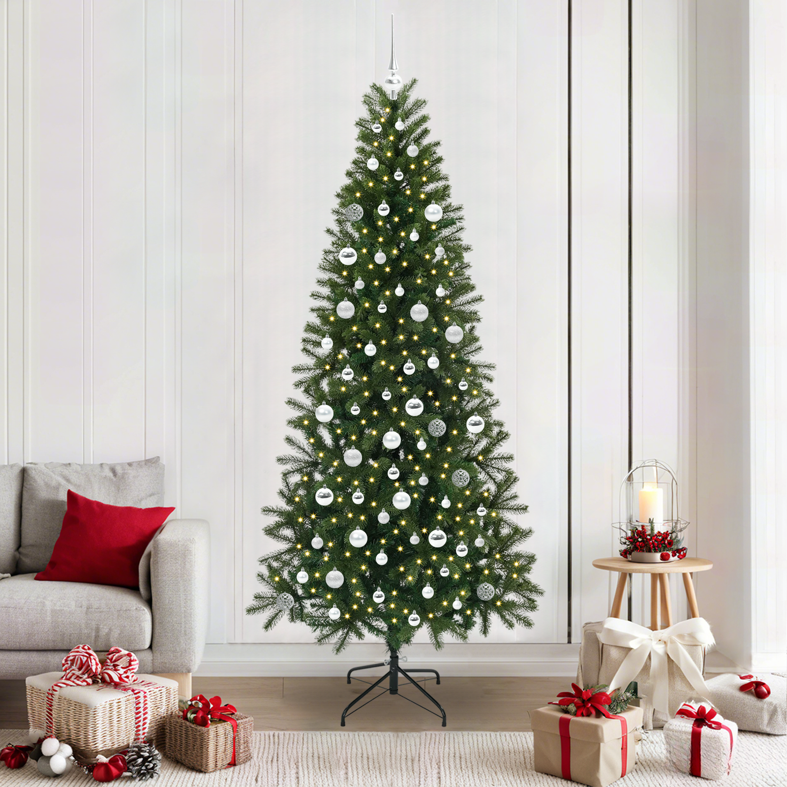 Mākslīgā Ziemassvētku eglīte ar 300 LED lampiņām zaļa 210 cm PE un PVC