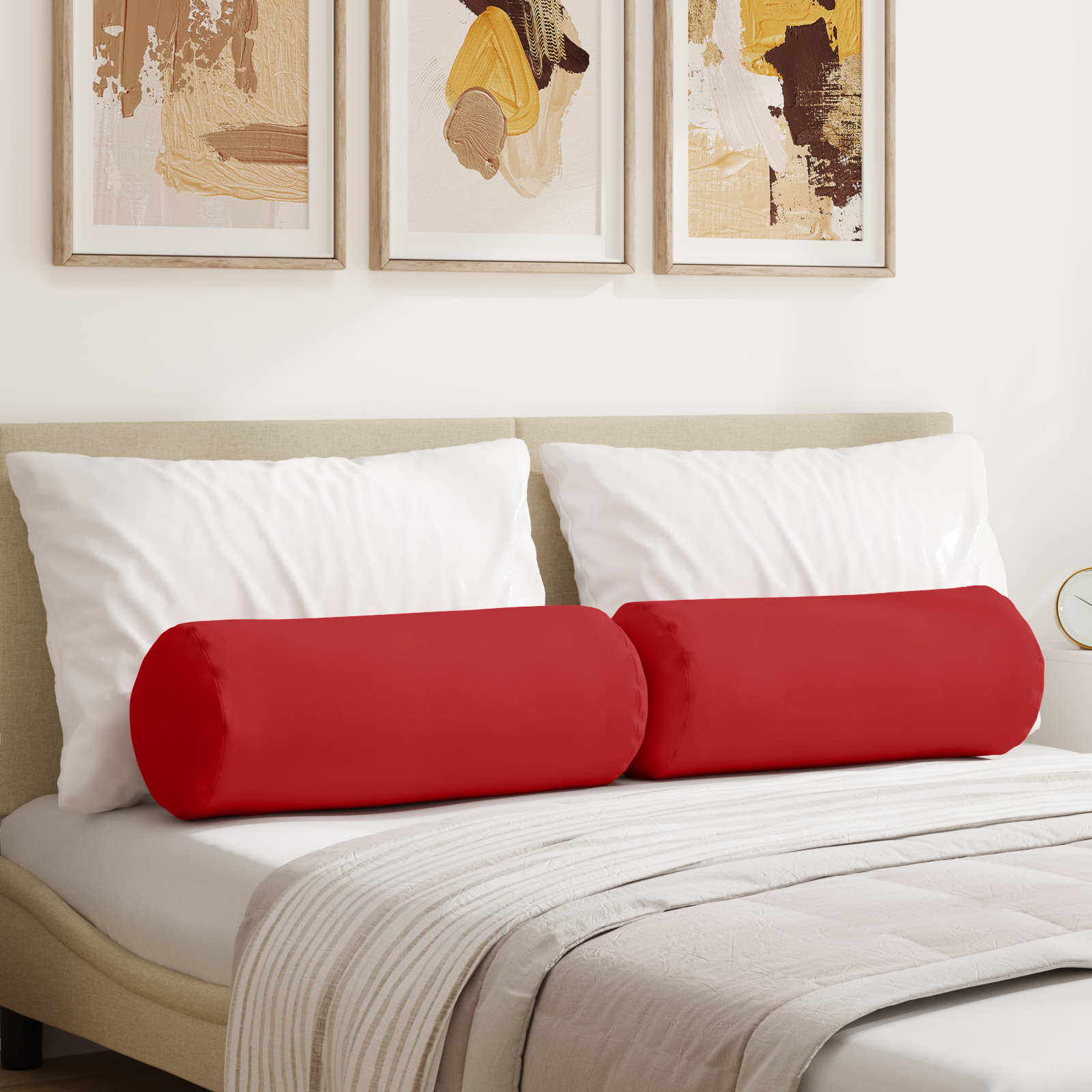 Pagalvės 2 pcs Raudona Ø 25 x 70 cm audinys