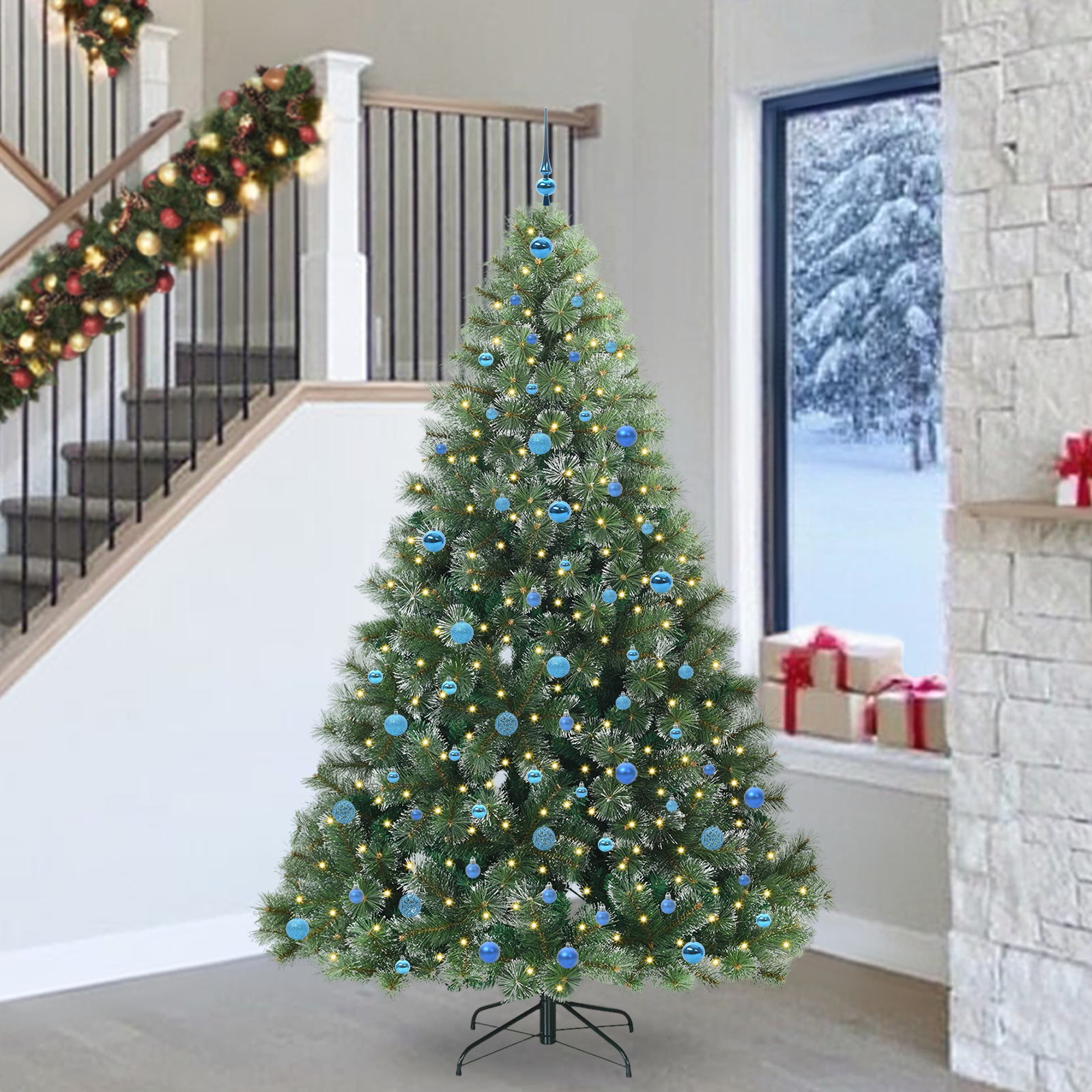 Dirbtinė Kalėdų eglutė su 300 LED Žalia 240 cm PE ir PVC