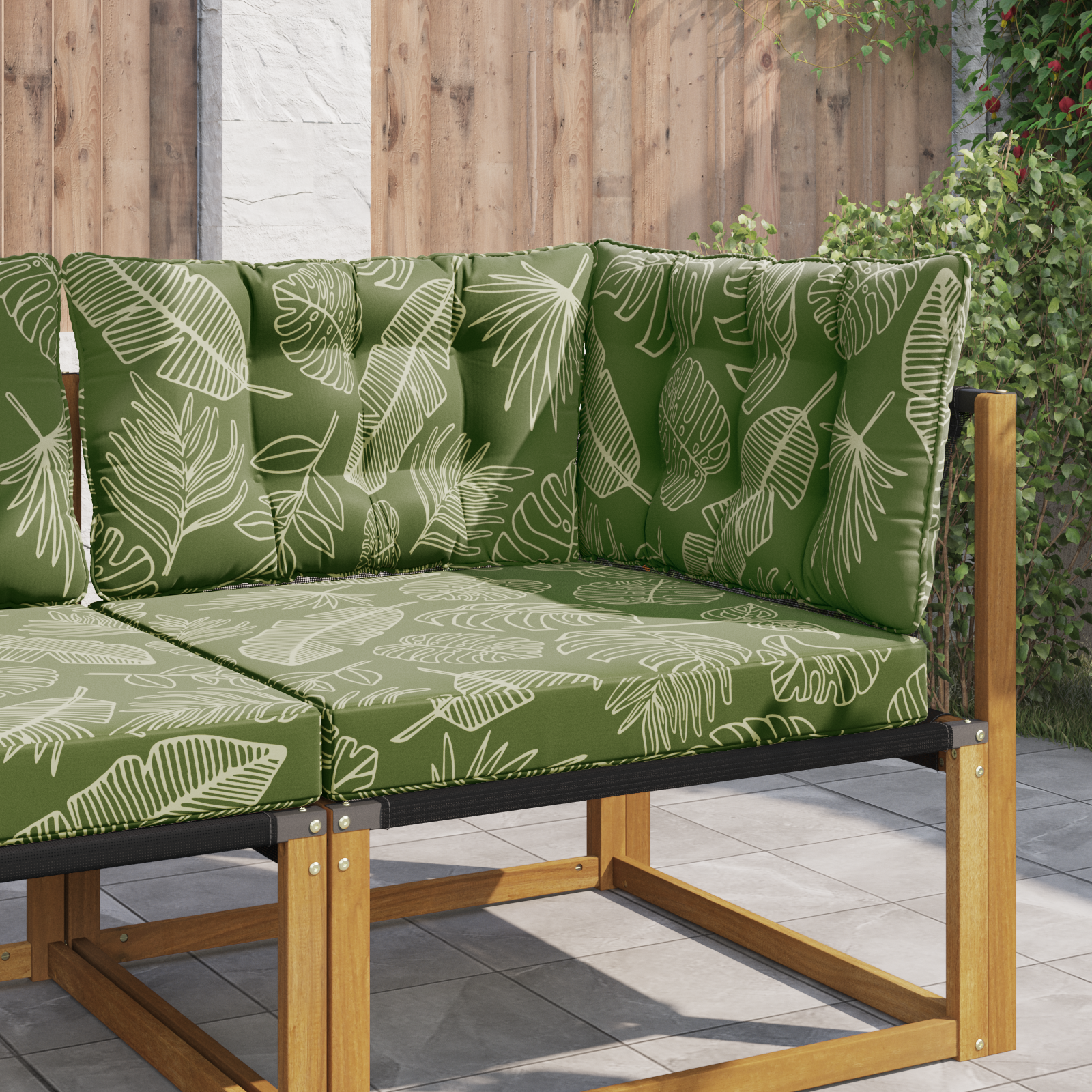 Lauko sofa pagalvėlė 3 pcs Lapų dizainas Poliesteris