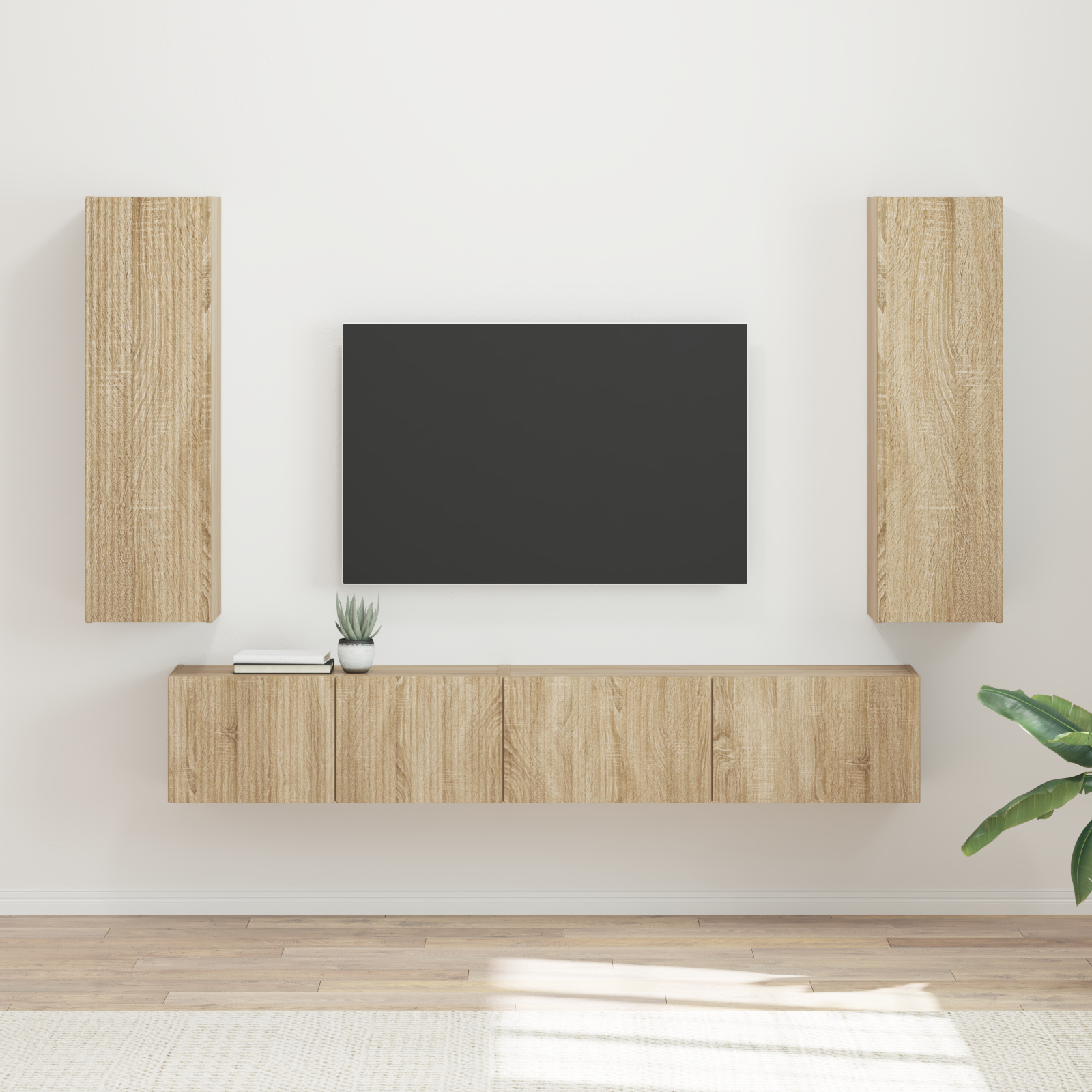 TV spintelių komplektas 3 pcs Sonoma ąžuolas Apdirbta mediena