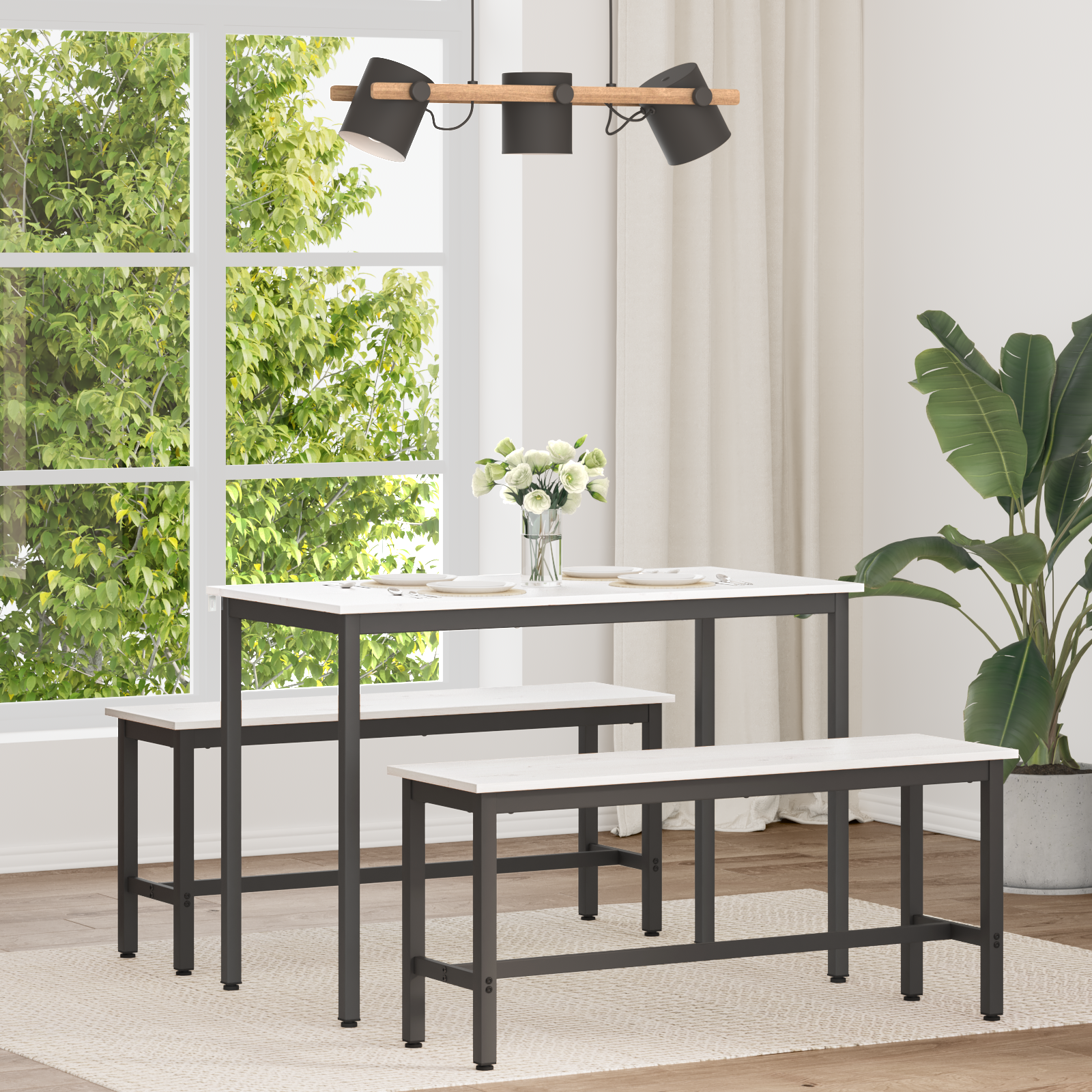 Valgomojo stalas Balta 110 x 55 x 75 cm Kietos pušies mediena