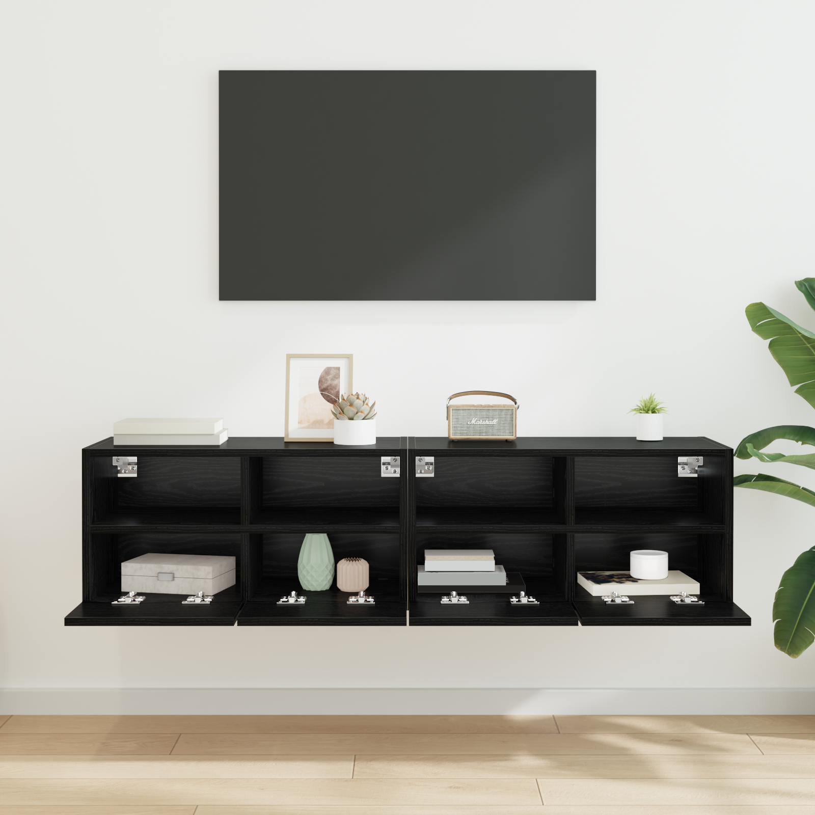 TV sieniniai spintelės 2 pcs Juodas ąžuolas 60 x 30 x 30 cm