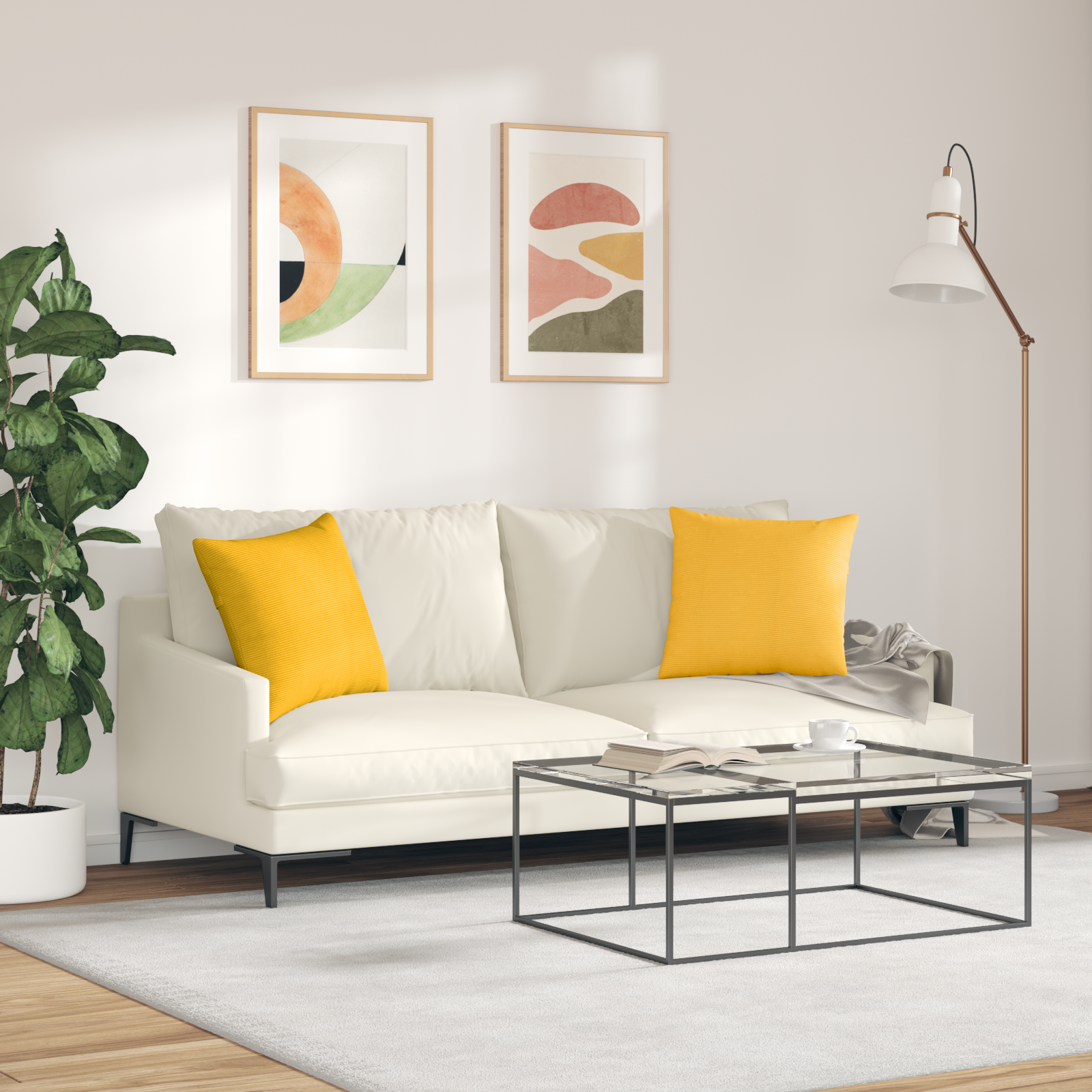 Sofa Pagalvės 2 pcs Šviesi geltona 45 x 45 cm