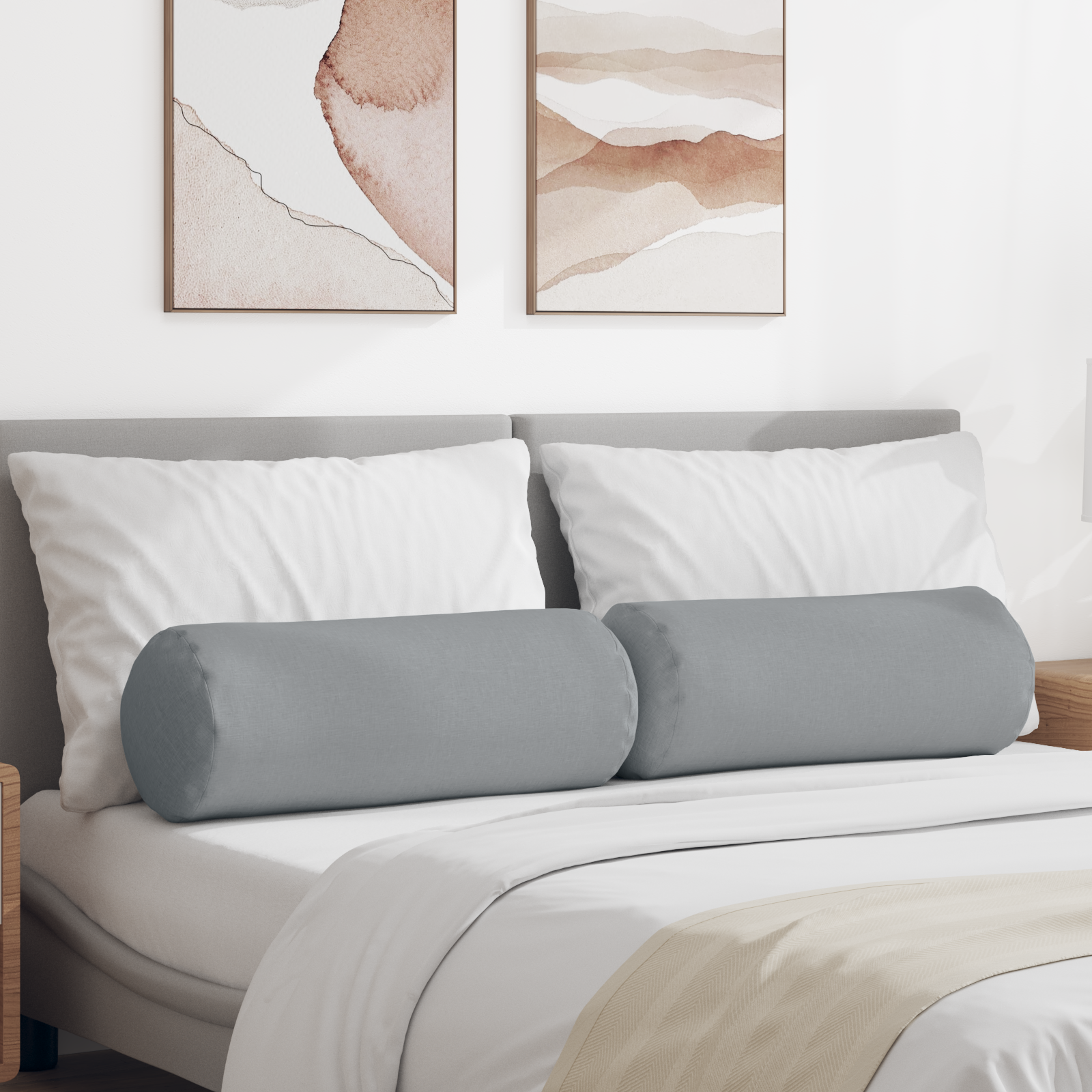 Pagalvės 2 pcs Šviesiai pilka Ø 25 x 70 cm audinys