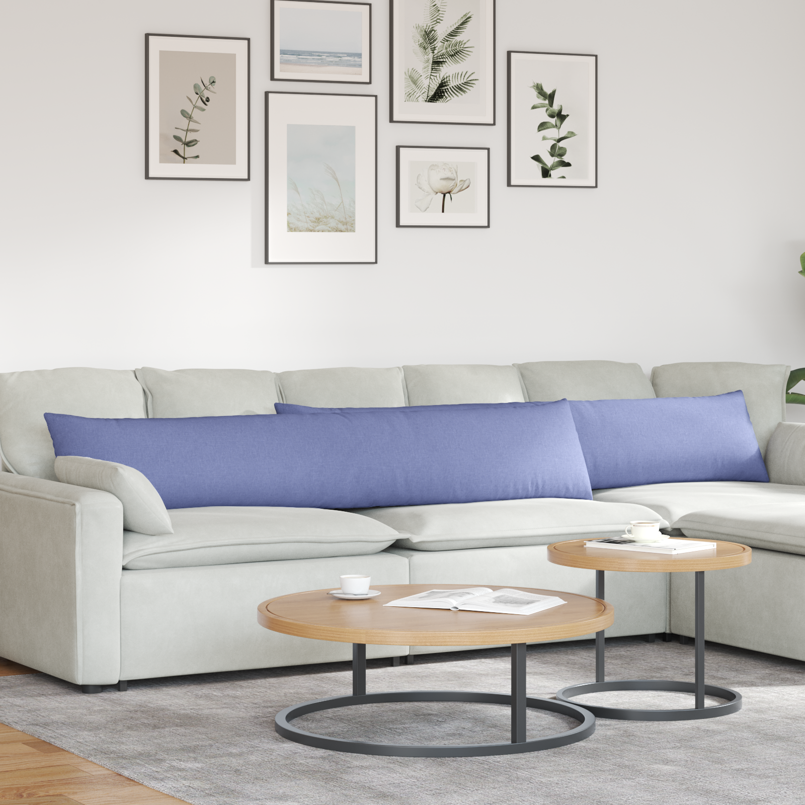 Dīvāna Spilveni 2 gab. Zili 200 x 40 cm audums