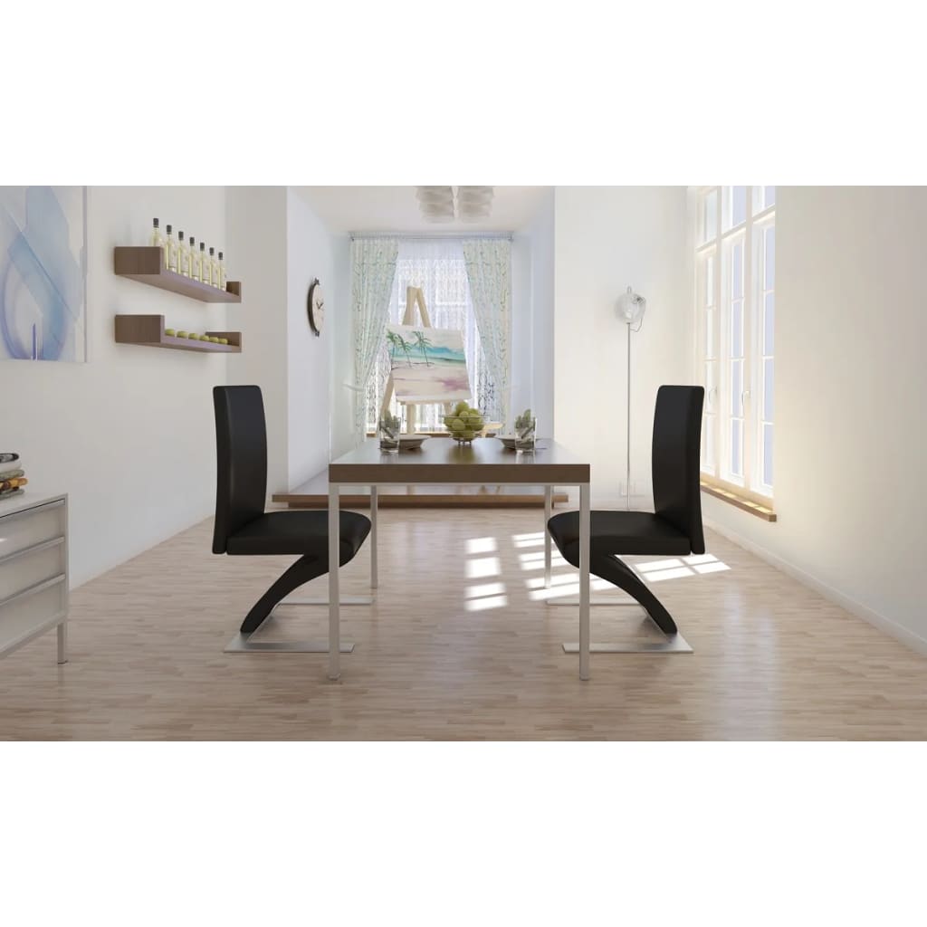 Dining chairs, 2 pcs., black, artificial leather