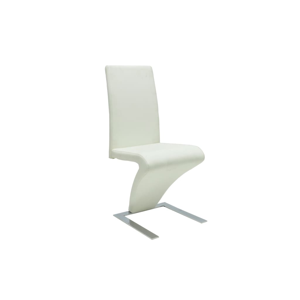 Dining chairs, 2 pcs., white, faux leather