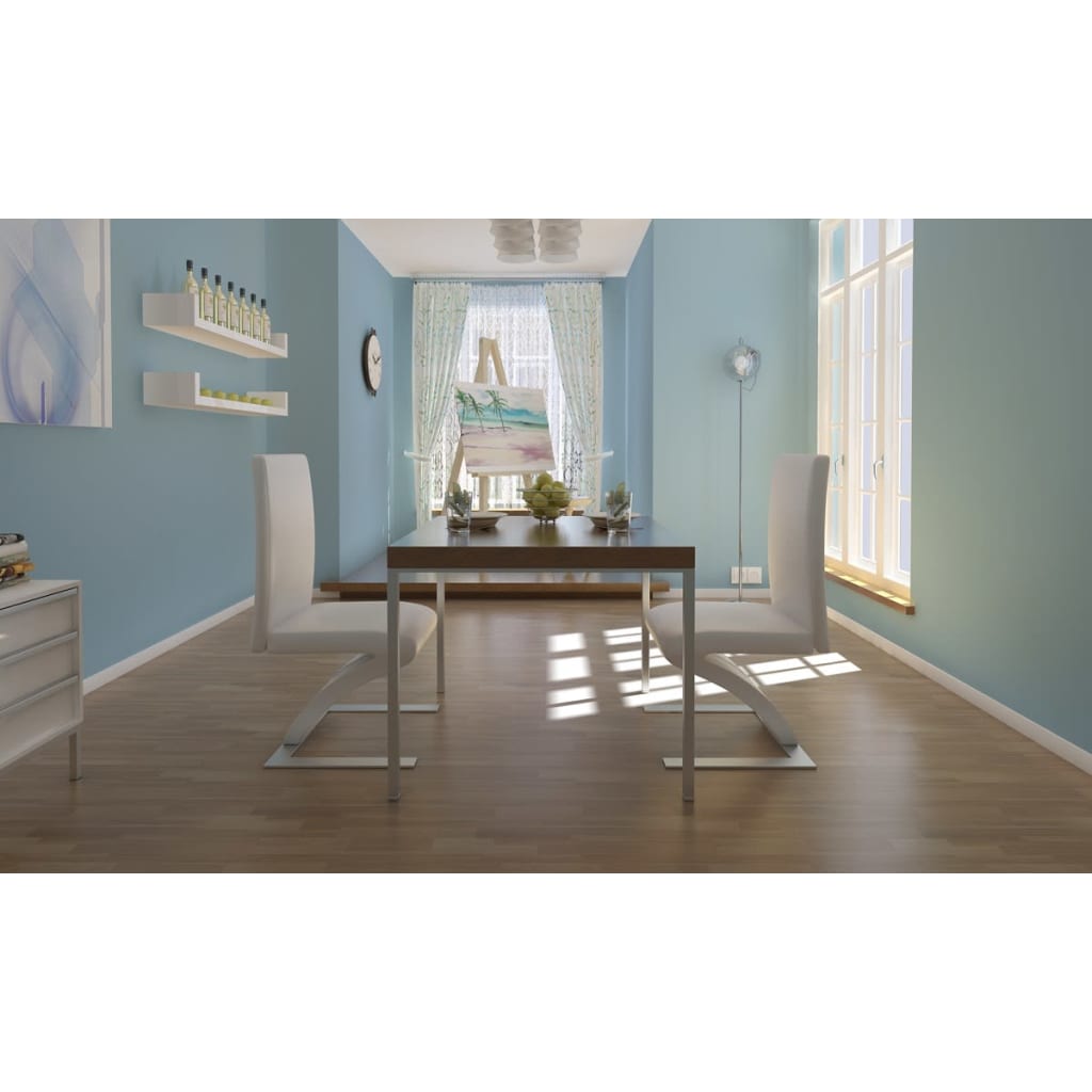 Dining chairs, 2 pcs., white, faux leather