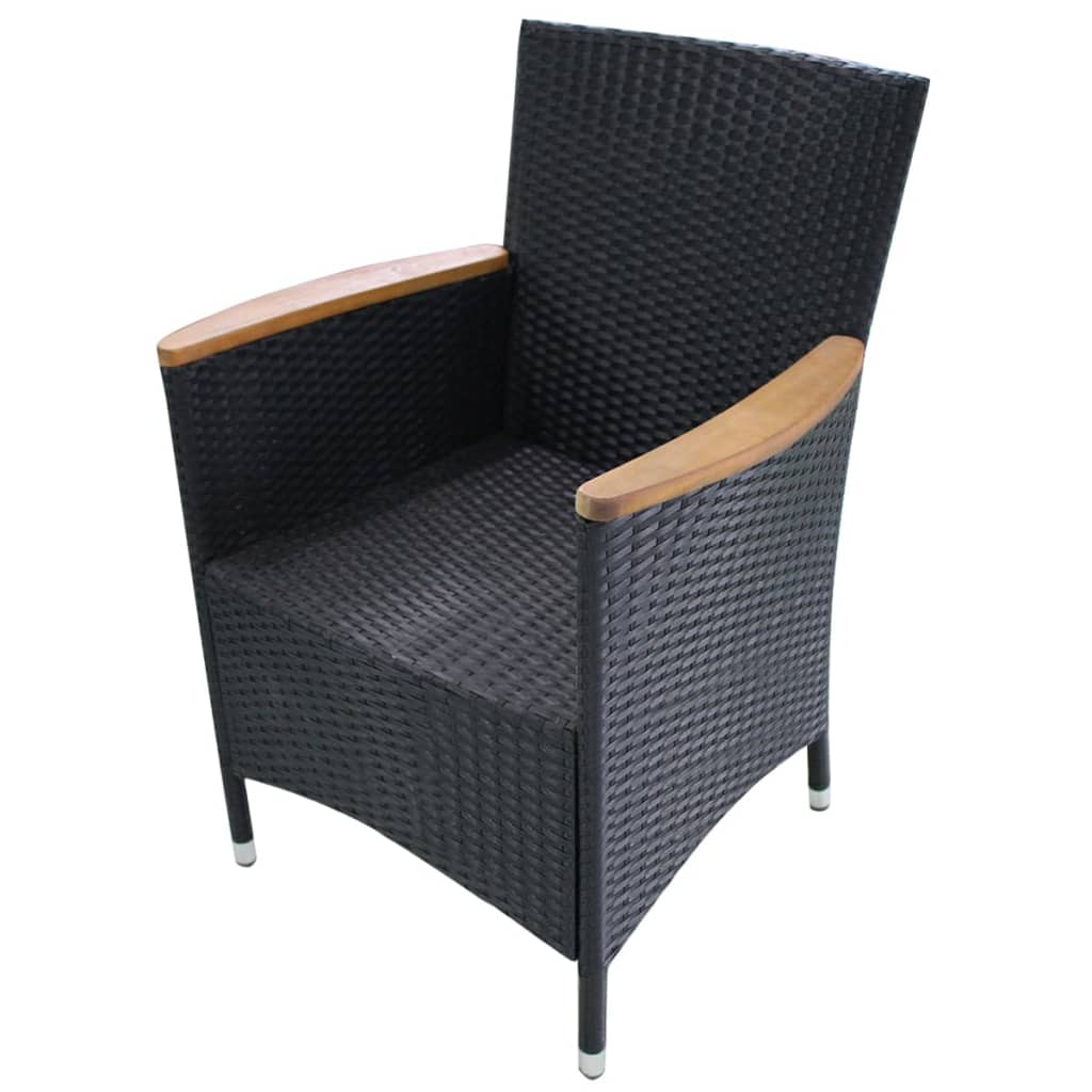 Sodo kėdės su pagalvėlėmis, 2 vnt., ratanas, juodos