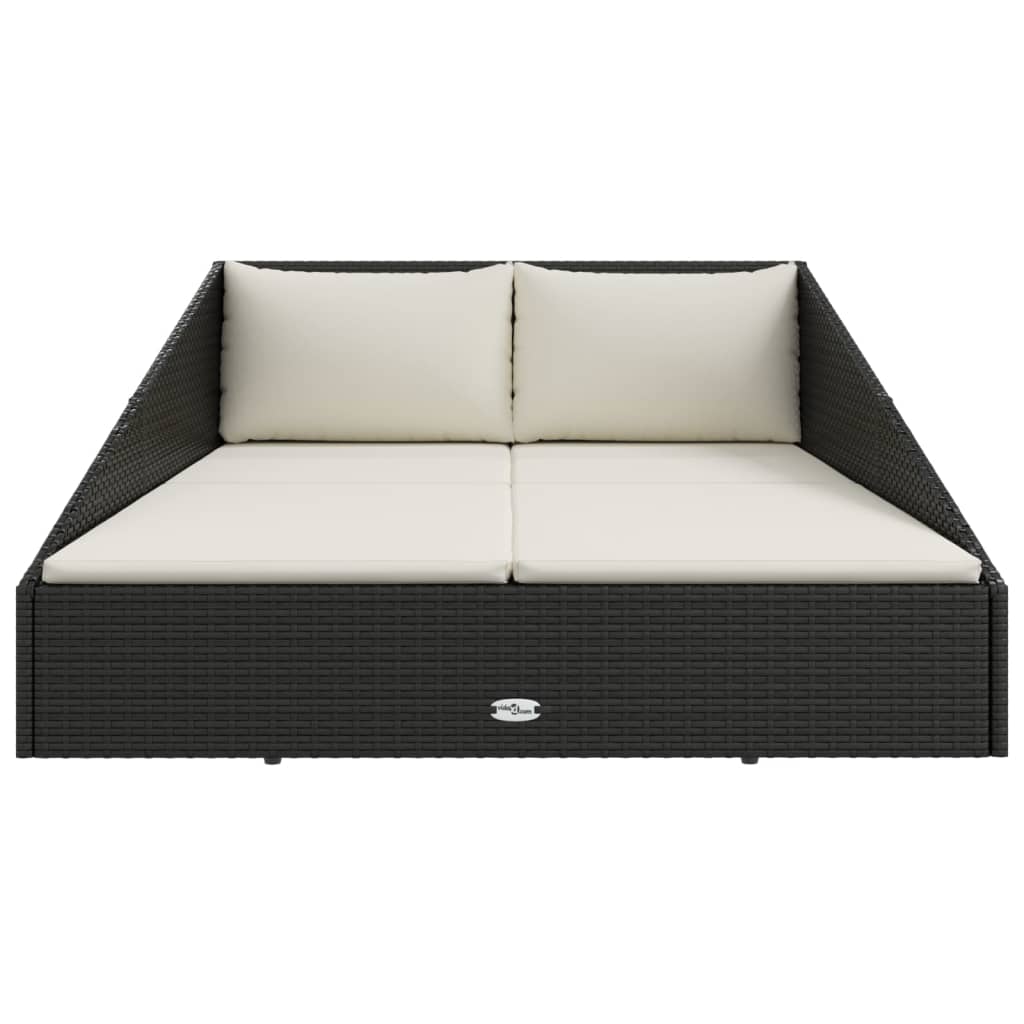 Garden sun lounger, black, 110x200cm, polyrattan