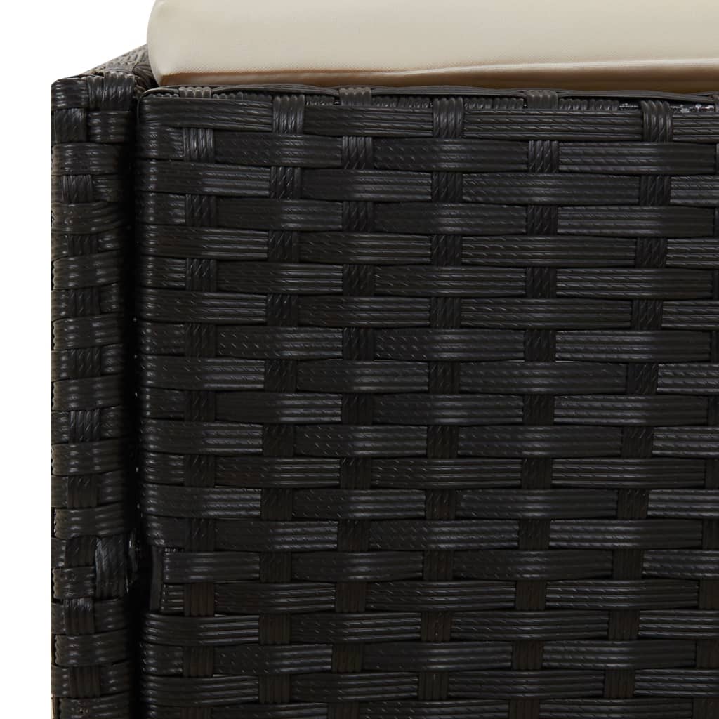 Garden sun lounger, black, 110x200cm, polyrattan