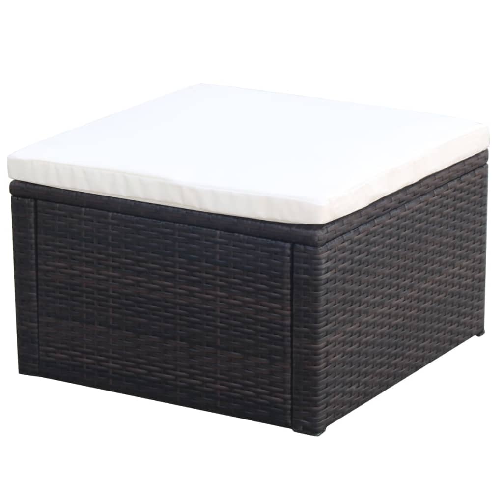 Stool, synthetic rattan, 53x53x30 cm, brown