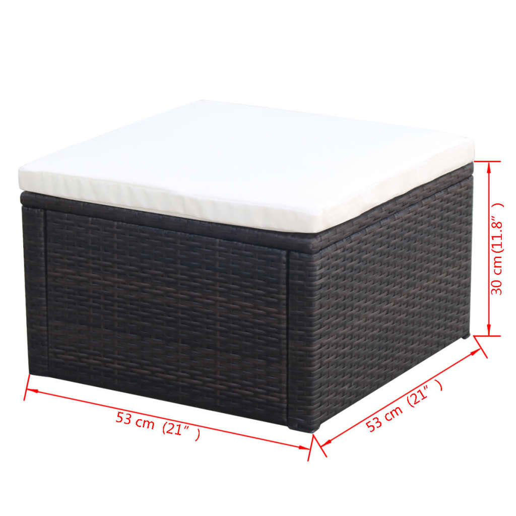 Stool, synthetic rattan, 53x53x30 cm, brown