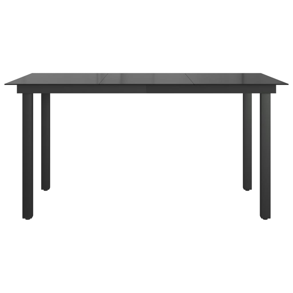 Garden table, black, 150x90x74cm, aluminum and glass