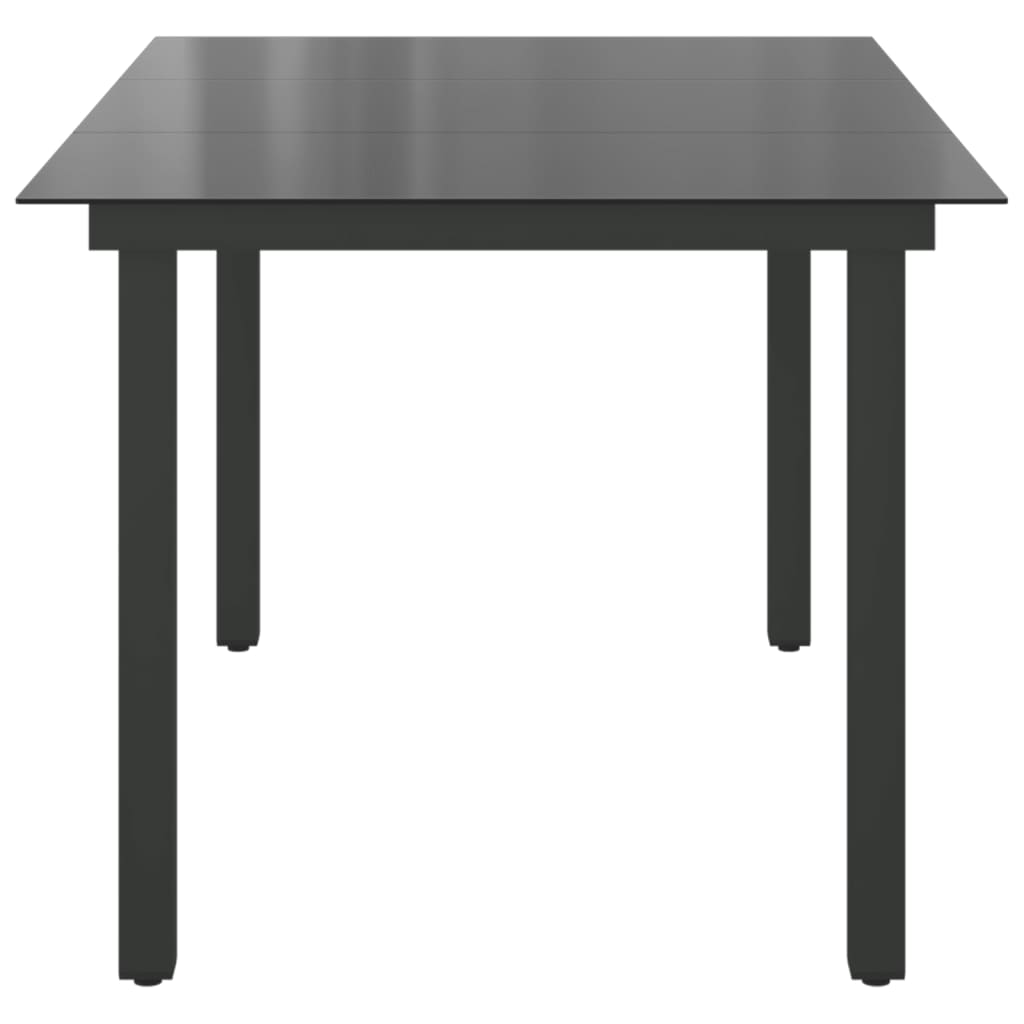 Garden table, black, 150x90x74cm, aluminum and glass