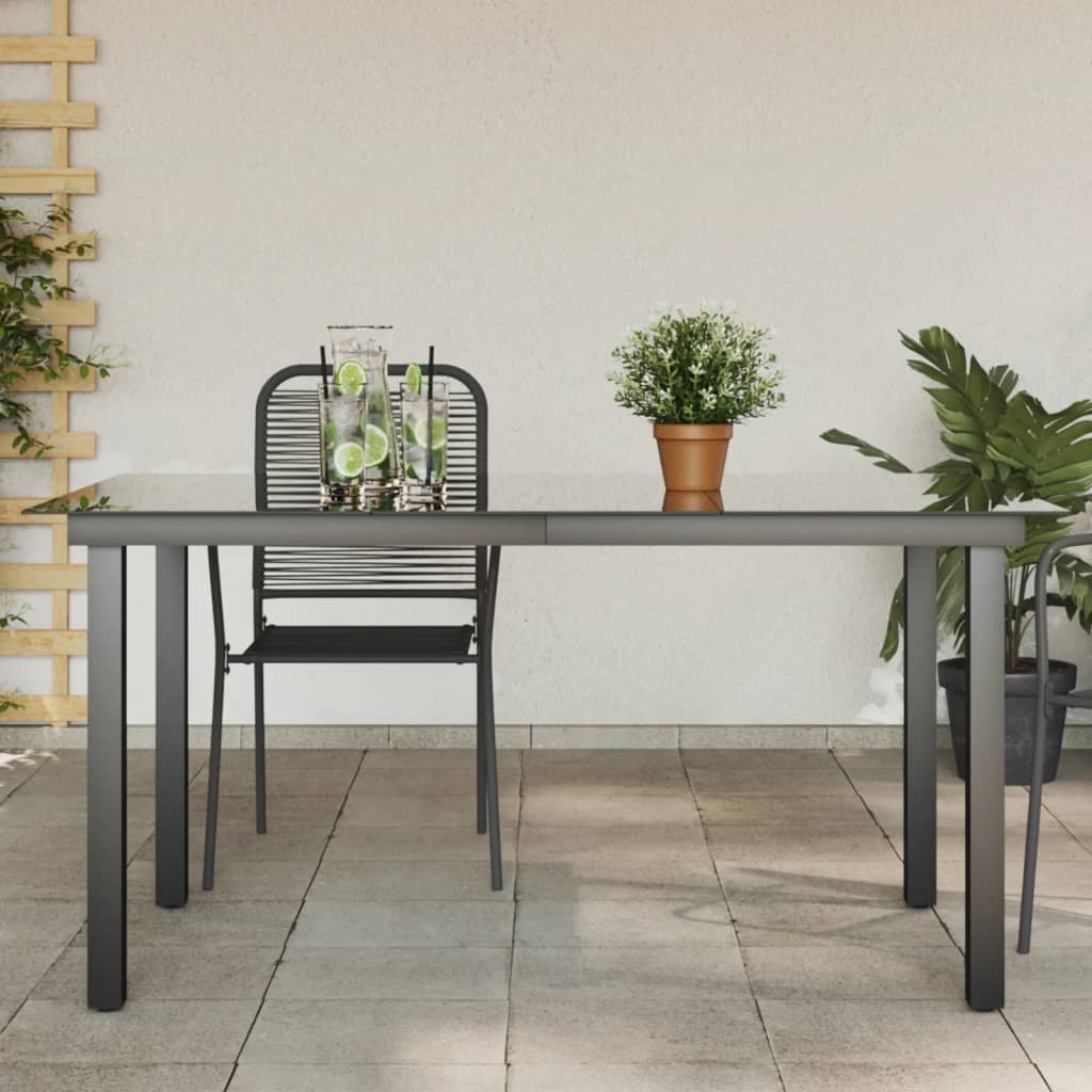 Garden table, black, 150x90x74cm, aluminum and glass