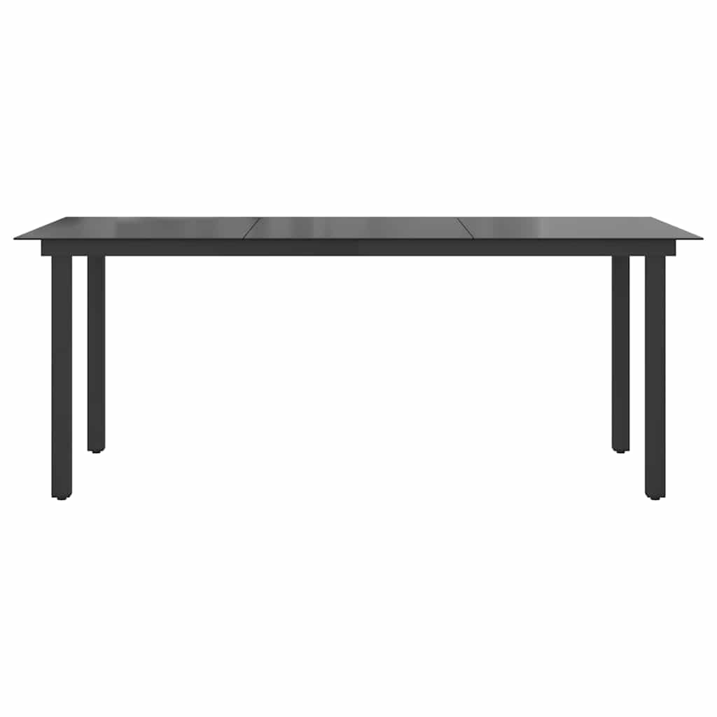 Sodo stalas, juodas, 190x90x74cm, aliuminis ir stiklas