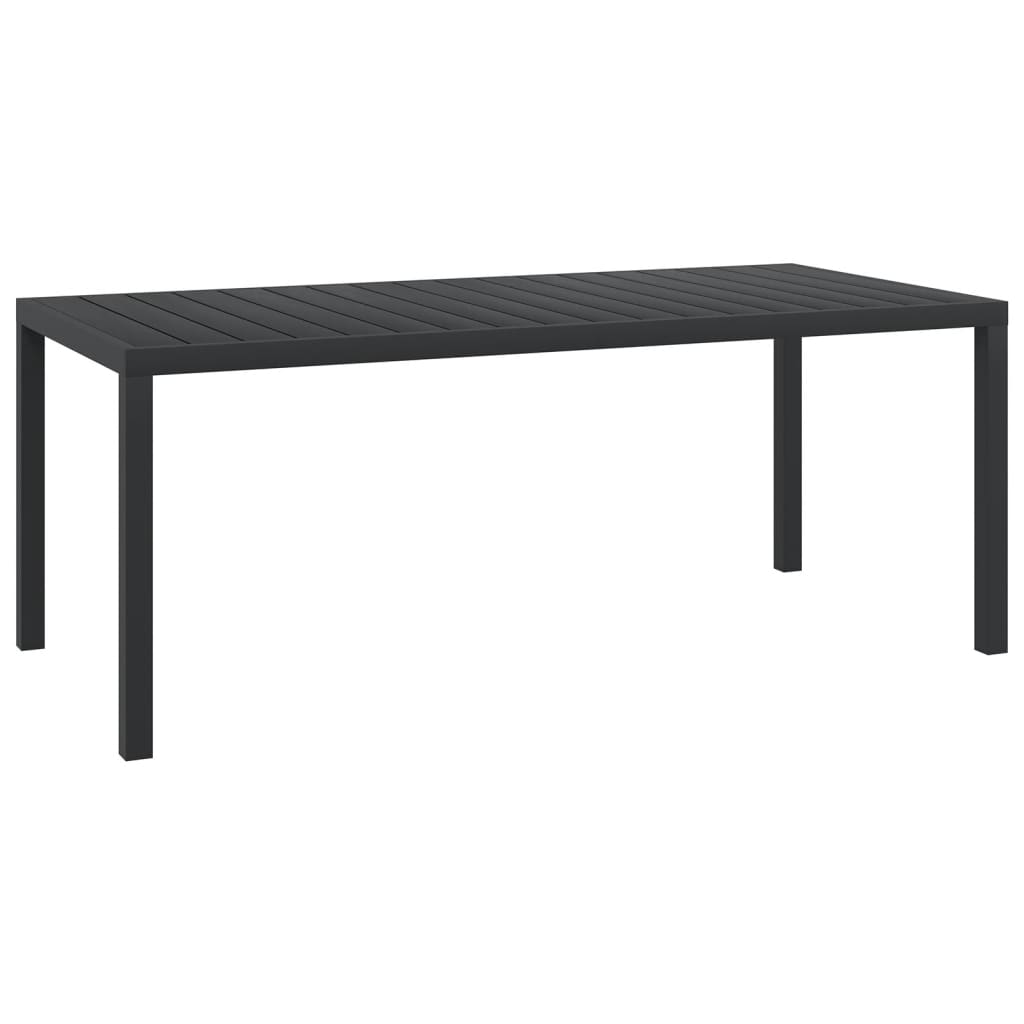 Garden table, black, 185x90x74cm, aluminum and WPC