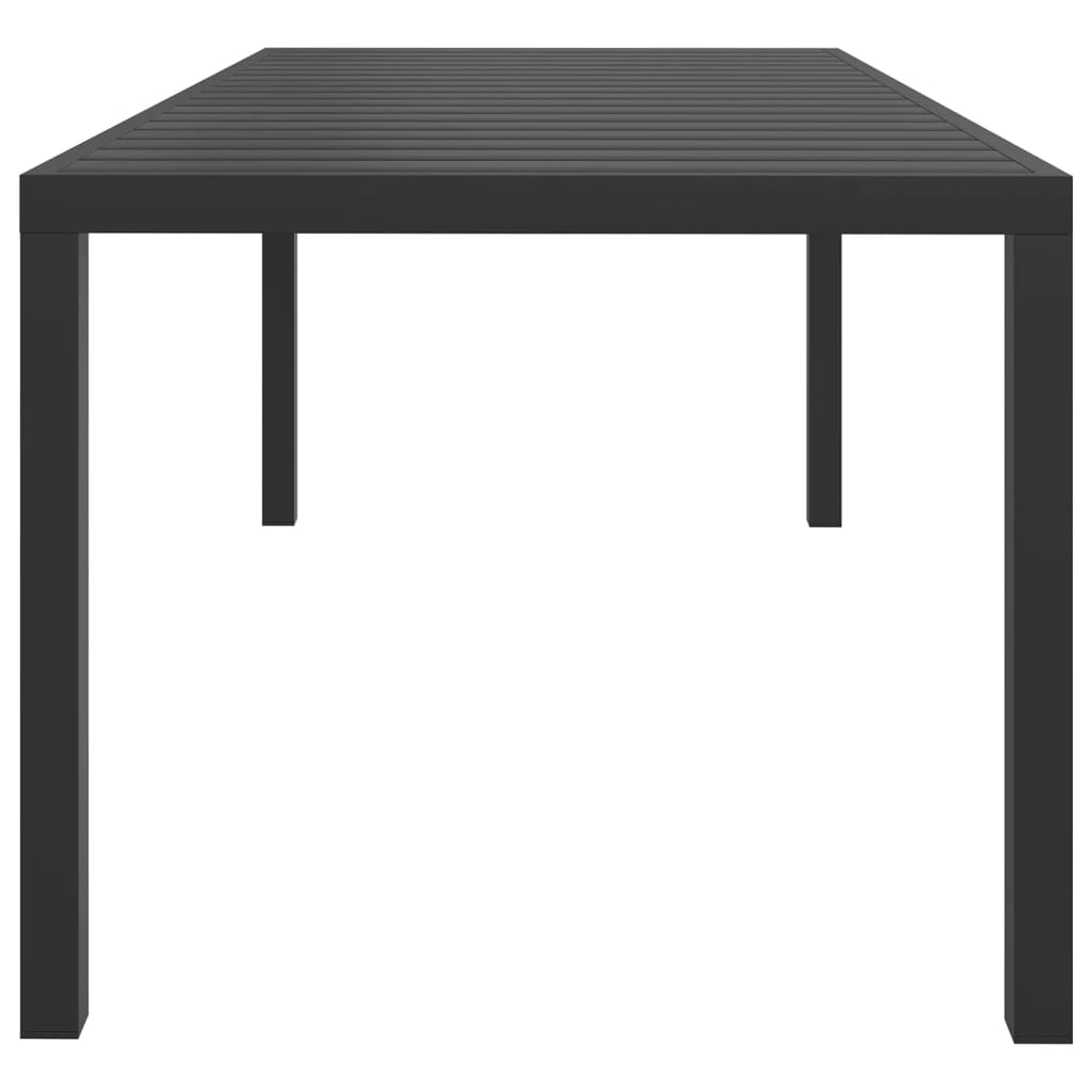 Garden table, black, 185x90x74cm, aluminum and WPC