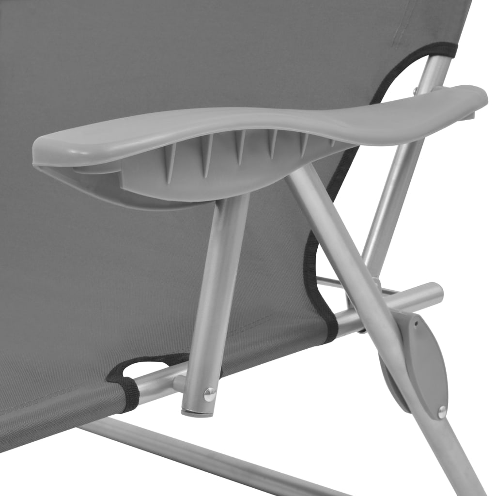 Sunlounger with canopy, steel, grey
