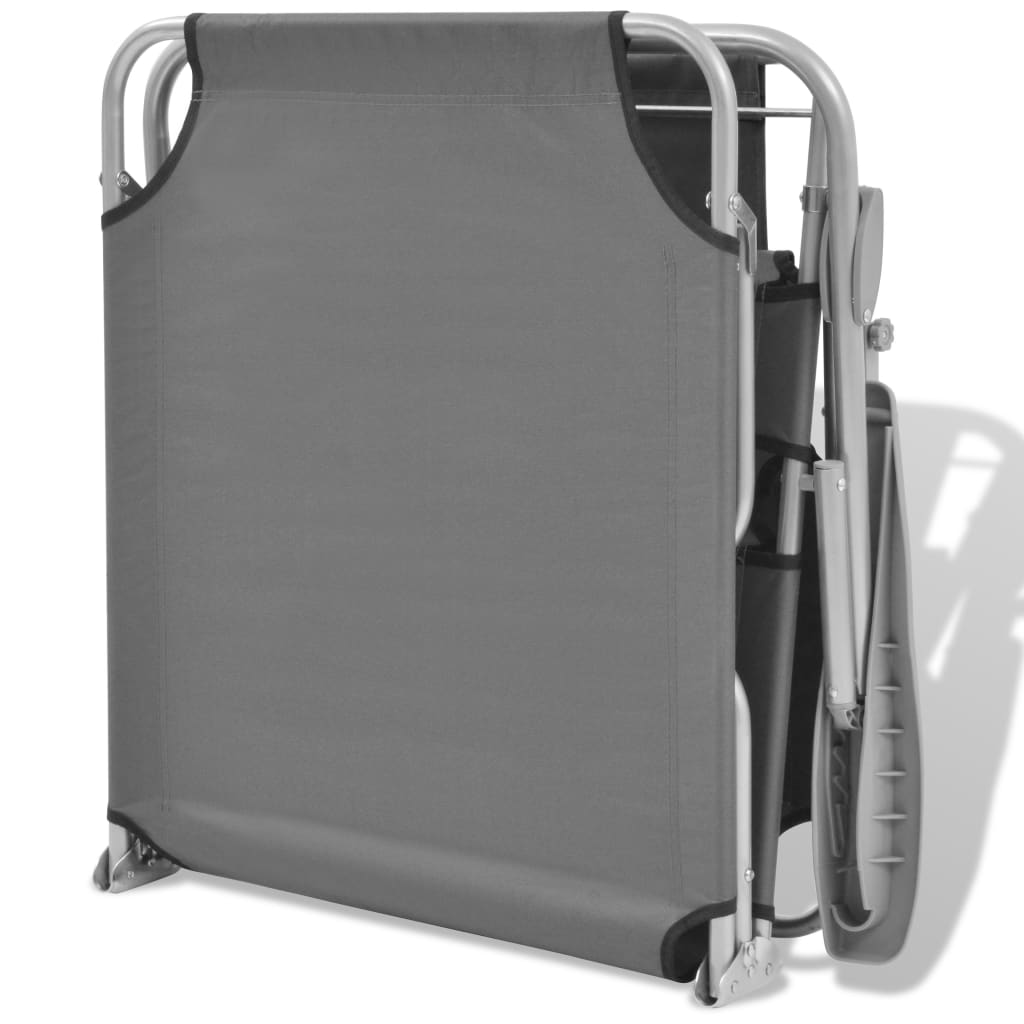 Sunlounger with canopy, steel, grey