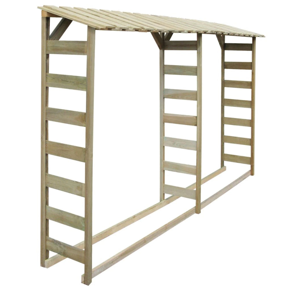 Two-part log store, 300x44x176 cm, impregnated pine wood