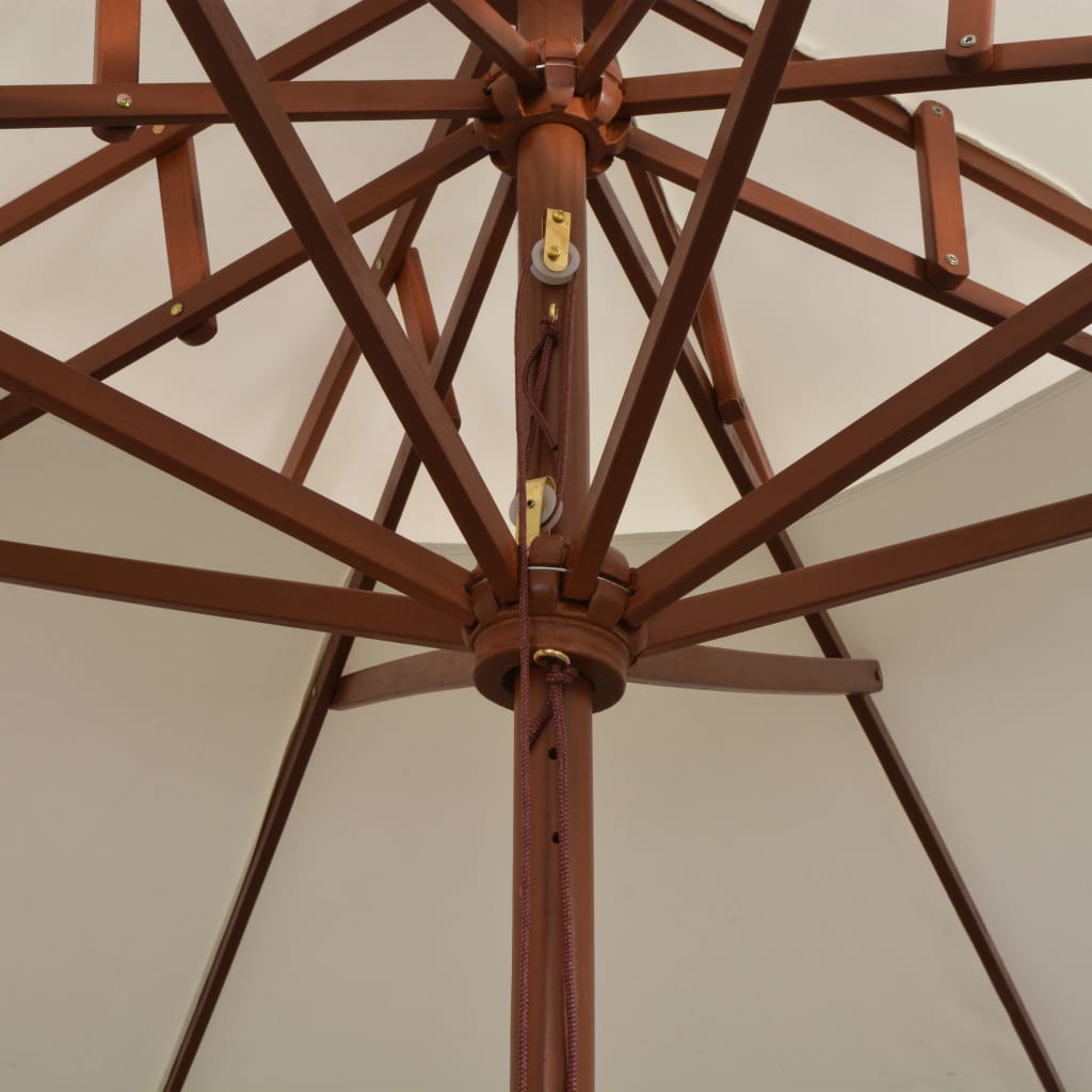 Skėtis nuo saulės, kreminis baltas, 270x270cm, medinis kotas