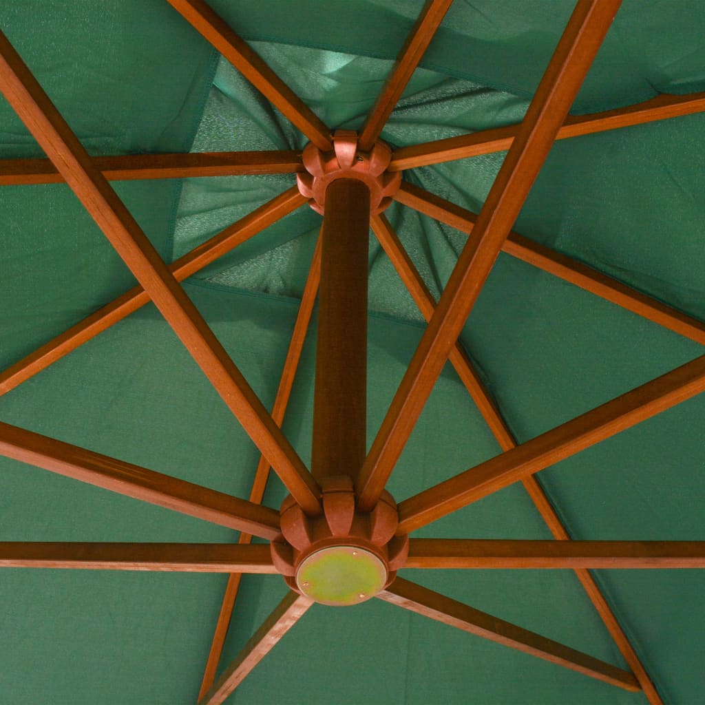 Hanging parasol, green, 300x300cm, wooden pole